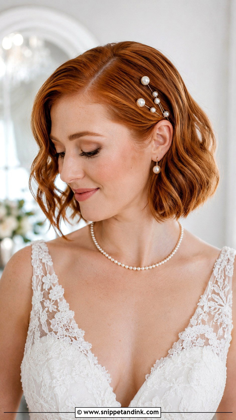 Short Bob With Pearl Pins Bride - Snippet and Ink - 15 Short Hair Styles Bride