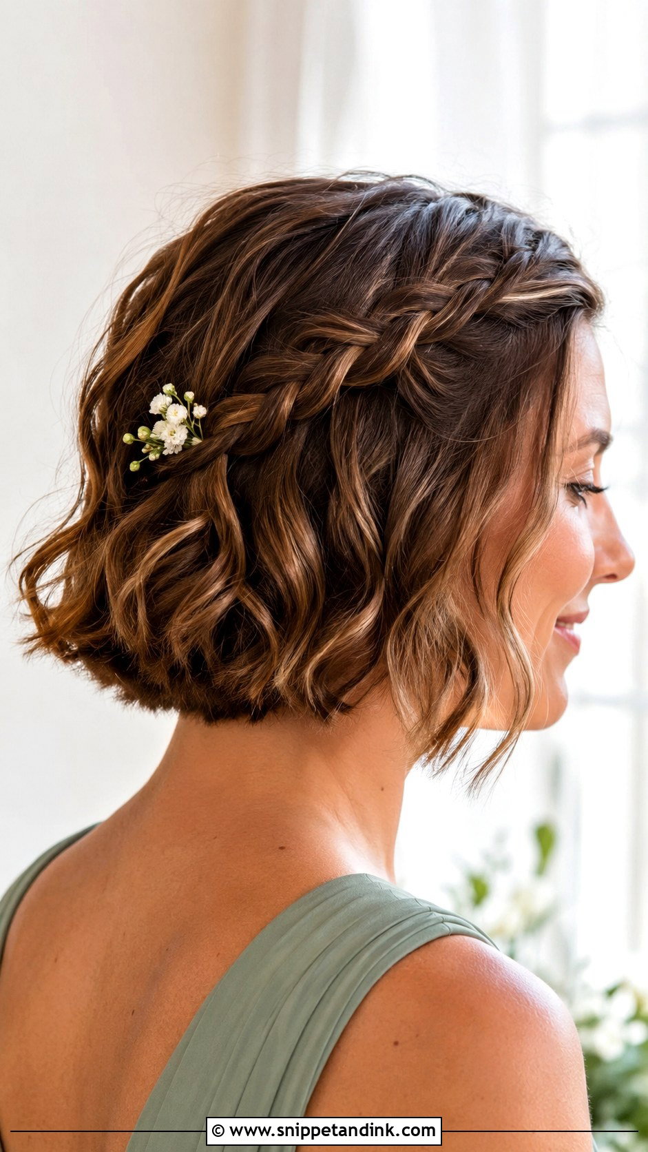 Short Bob With Side Braid Bridesmaid Hair - Snippet and Ink - 20 Bridesmaid Hair Short Length Ideas