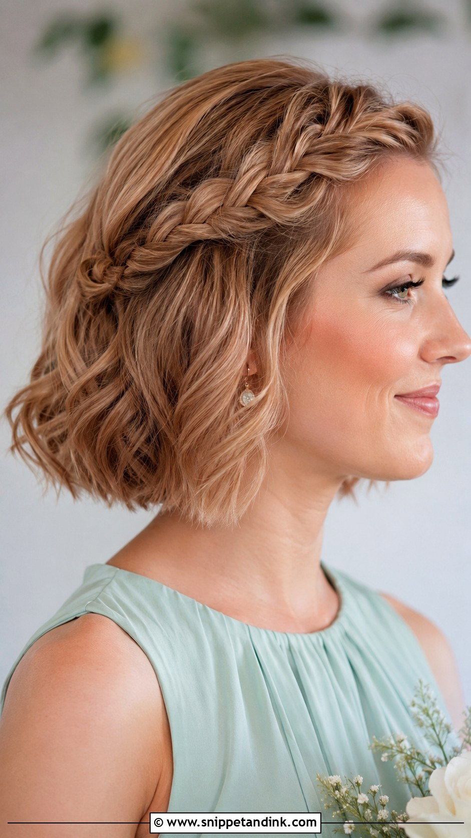 Short Bob With Side Braid Bridesmaid Hairstyle - Snippet and Ink - 25 Bridesmaid Hairstyles for Short Hair