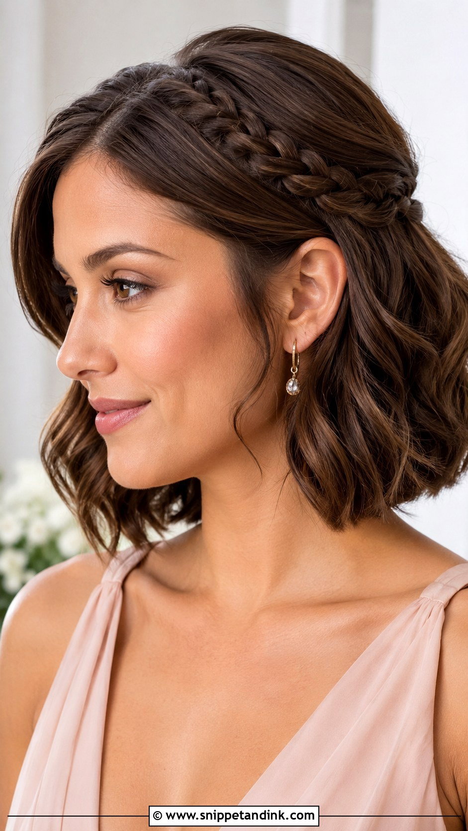 Short Bob With Side Braid For Bridesmaid - Snippet and Ink - 20 Short Hair Styles for Wedding Bridesmaid