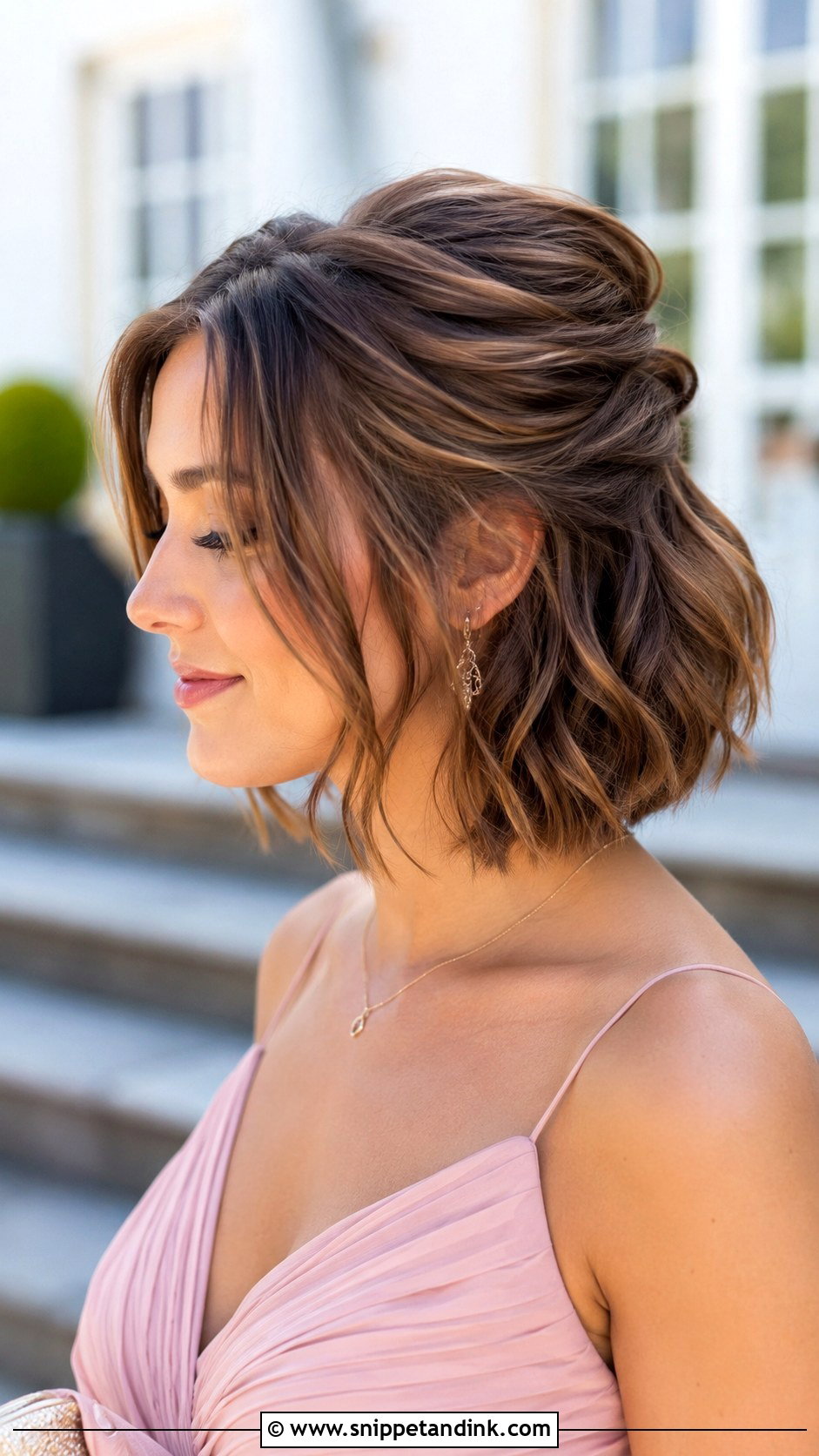 Short Bob With Side Part Wedding Guest Hairstyle - Snippet and Ink - 15 Short Hair Styles Wedding Guest Hairstyle Ideas