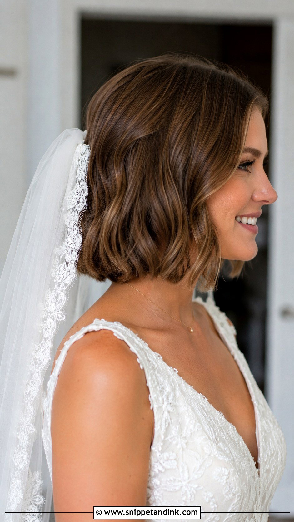 Short Bob With Veil Wedding Hairstyle - Snippet and Ink - 15 Short Hairstyles for Women Wedding