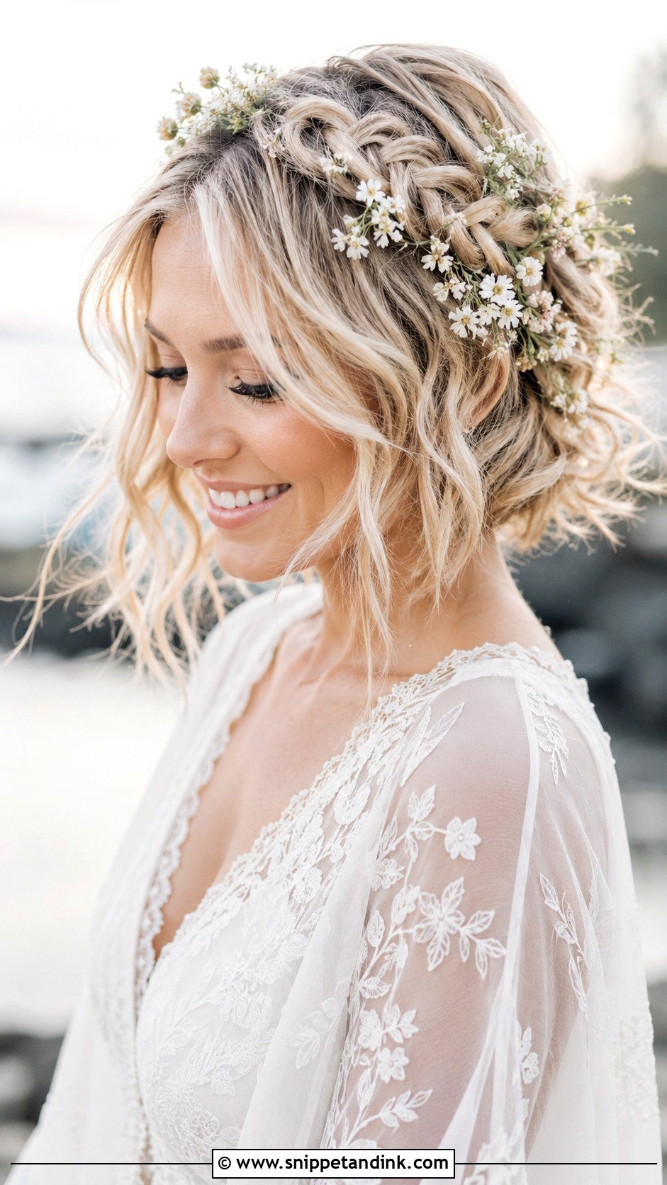 Short Bohemian Bridal Hairstyle - Snippet and Ink - 25 Short Bridal Hairstyles