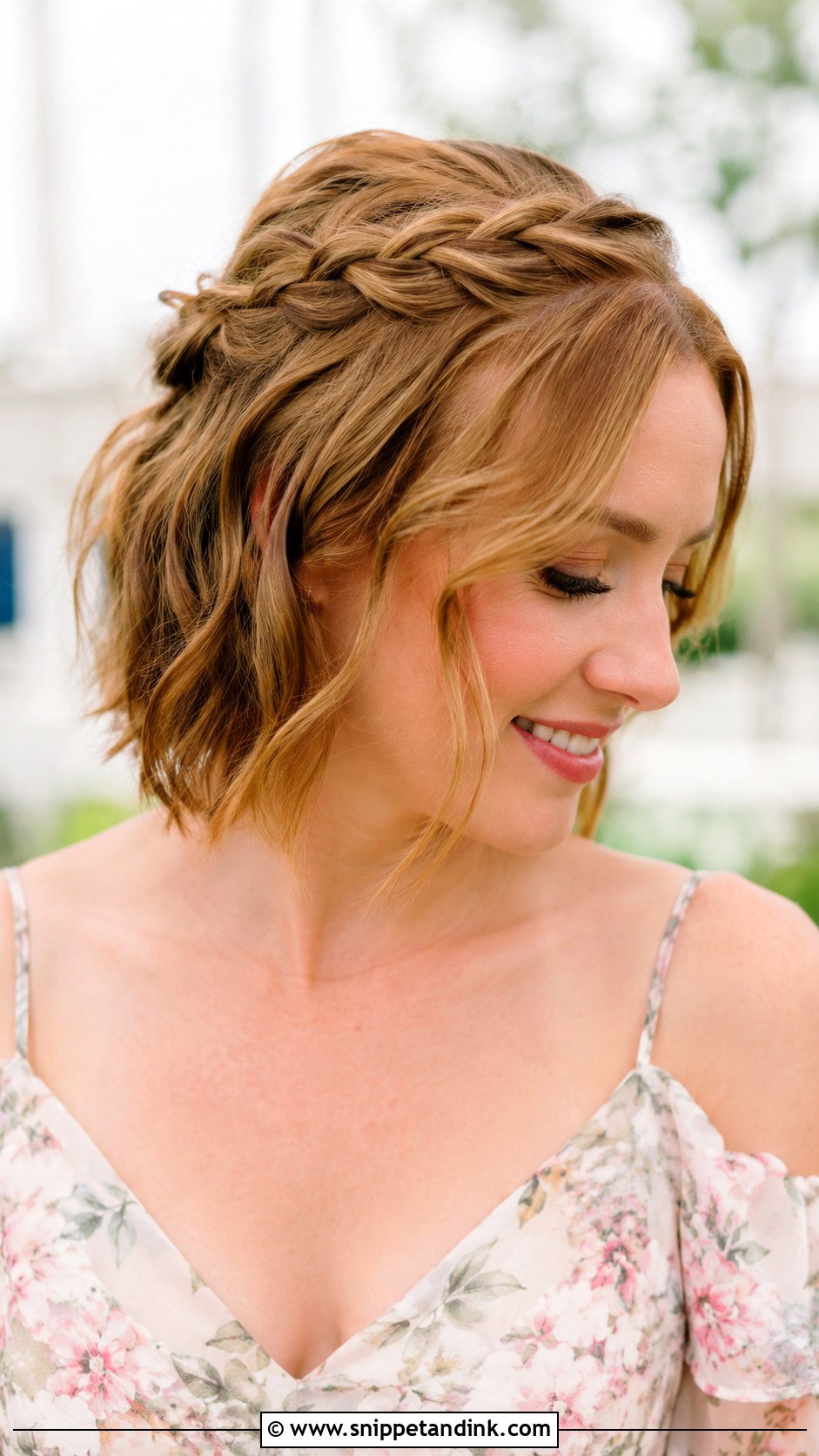 Short Braided Crown Bridesmaid Hair - Snippet and Ink - 20 Bridesmaid Hair Short Length Ideas
