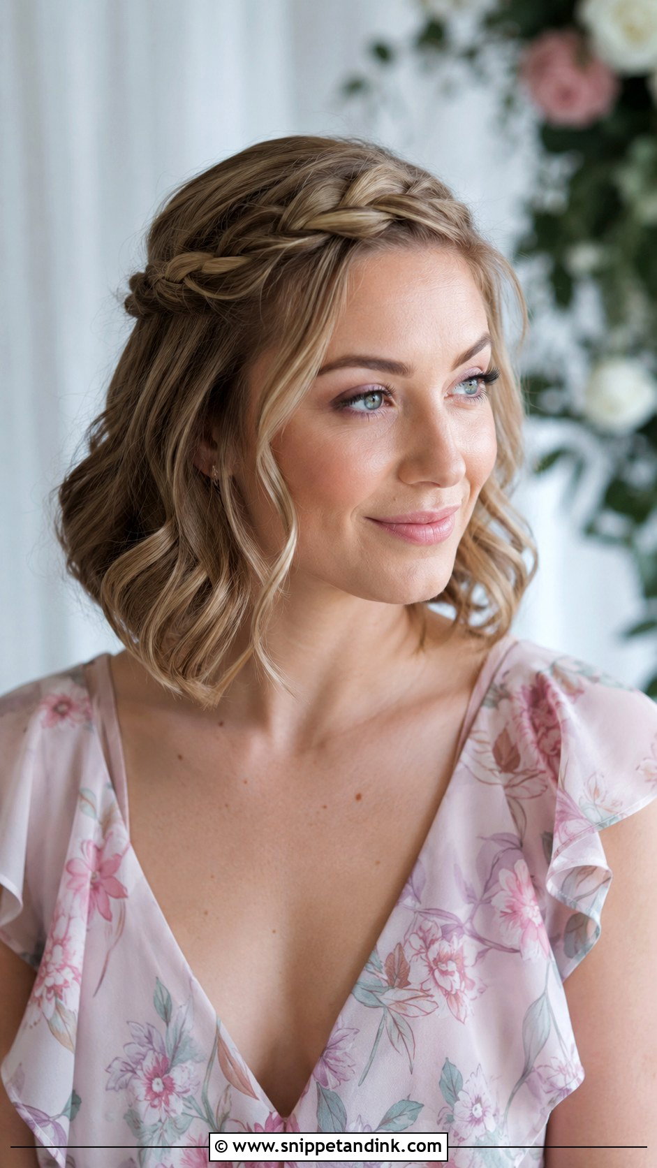 Short Braided Crown Bridesmaid Hairstyle - Snippet and Ink - 25 Bridesmaid Hairstyles for Short Hair