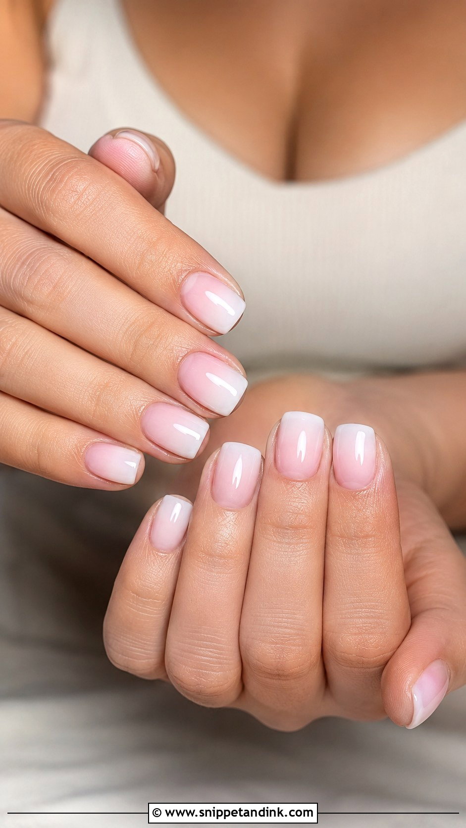Short Bridal Baby Boomer Nails - Snippet and Ink - 30 Short Bridal Wedding Nails