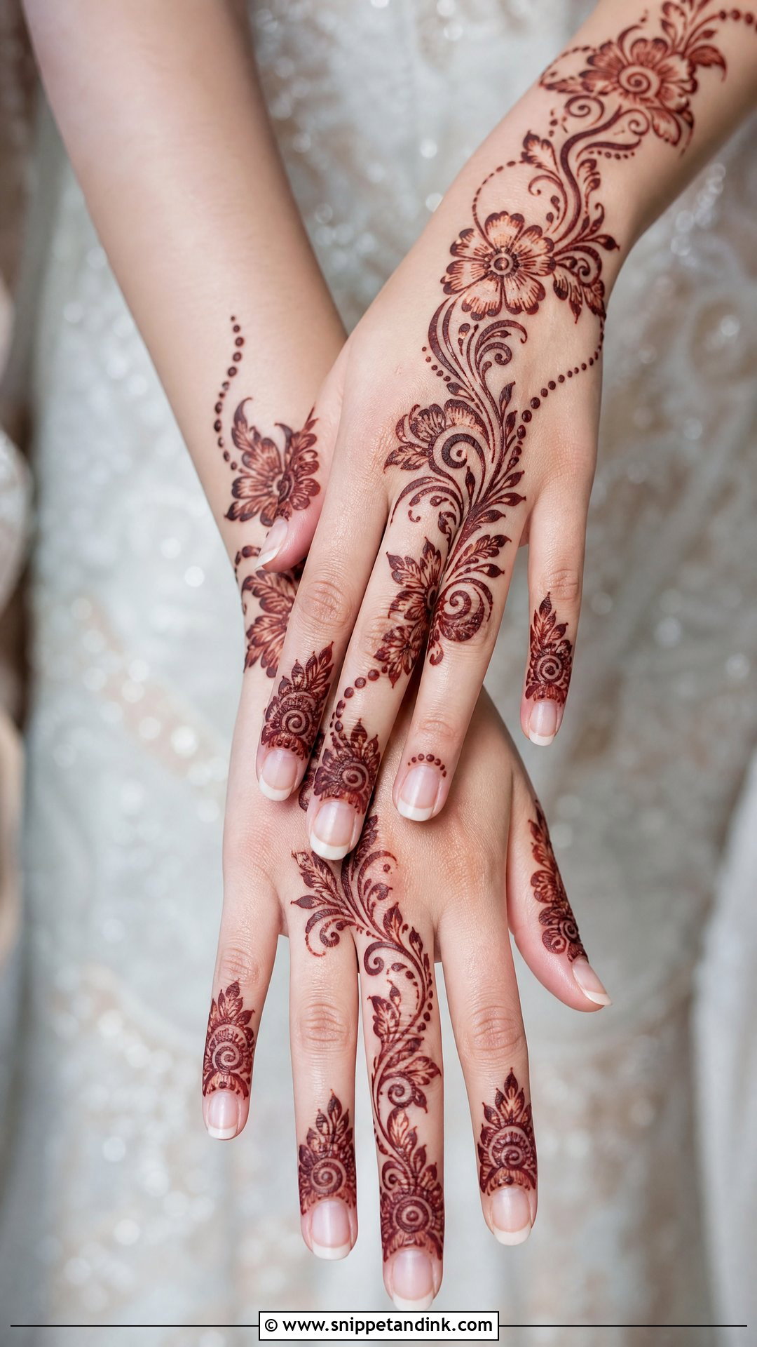Short Bridal Back Hand Trail Mehndi Design - Snippet and Ink - 20 Short Bridal Mehndi Designs