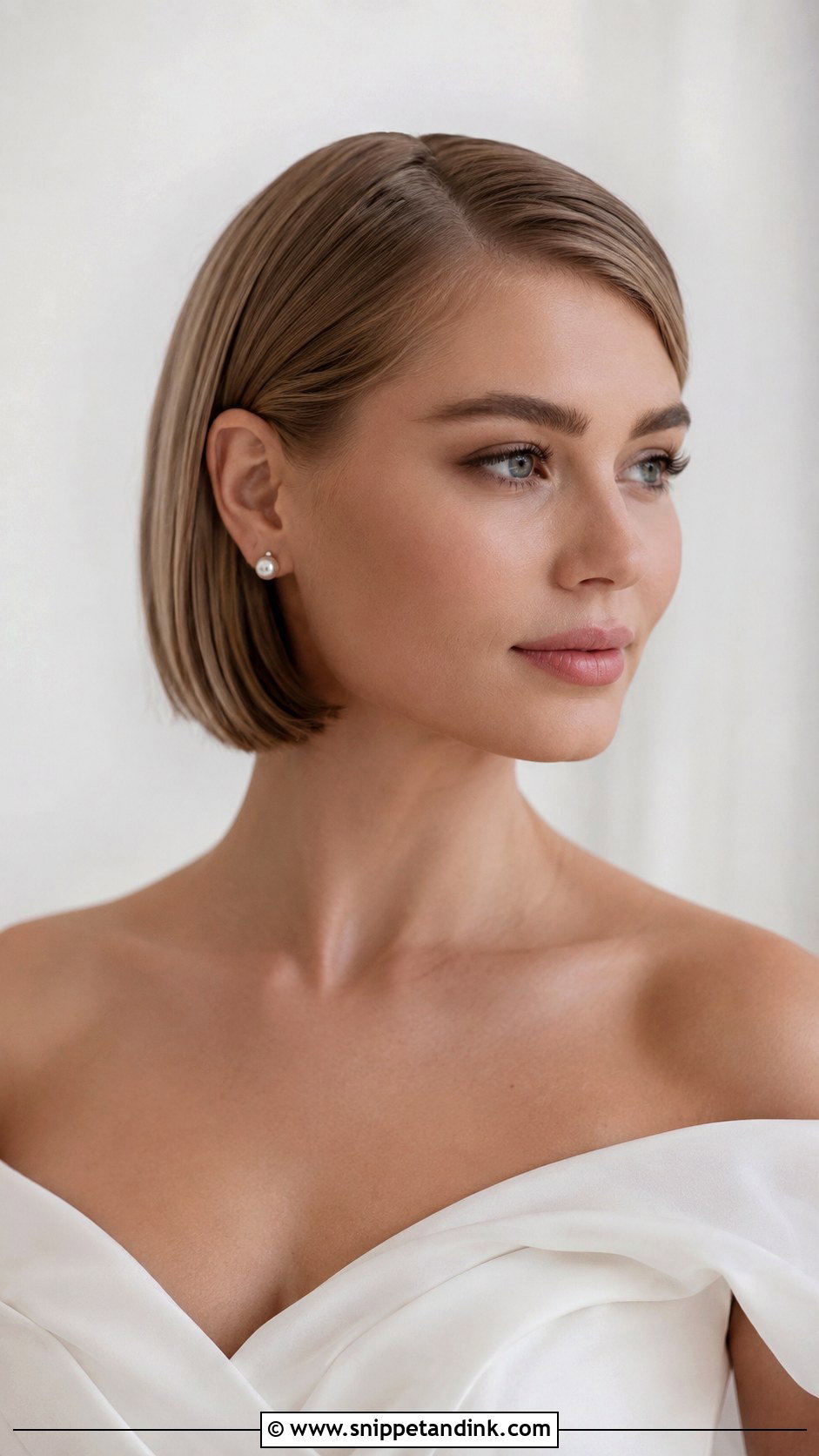 Short Bridal Bob Hair - Snippet and Ink - 15 Minimalist Bridal Hair Ideas