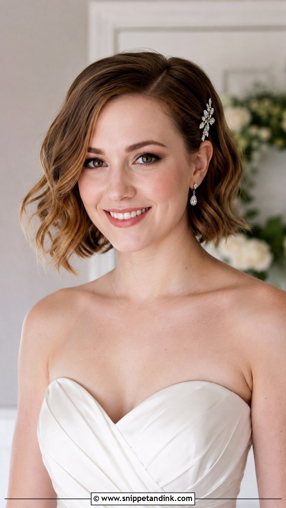 Short Bridal Bob With Soft Waves - Snippet and Ink - 25 Short Bridal Hairstyles