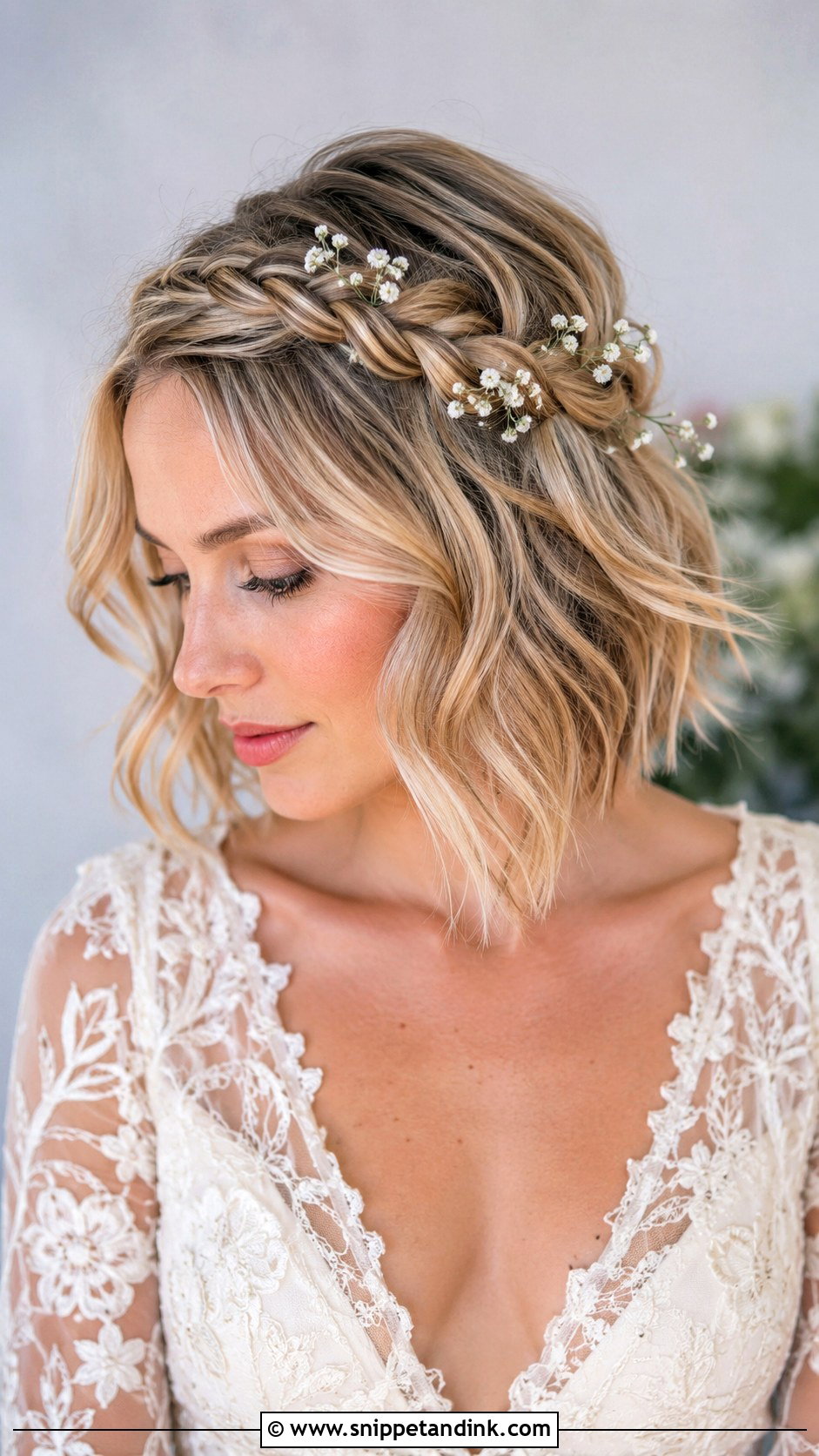 Short Bridal Braided Crown - Snippet and Ink - 15 Simple Bridal Hairstyles for Short Hair