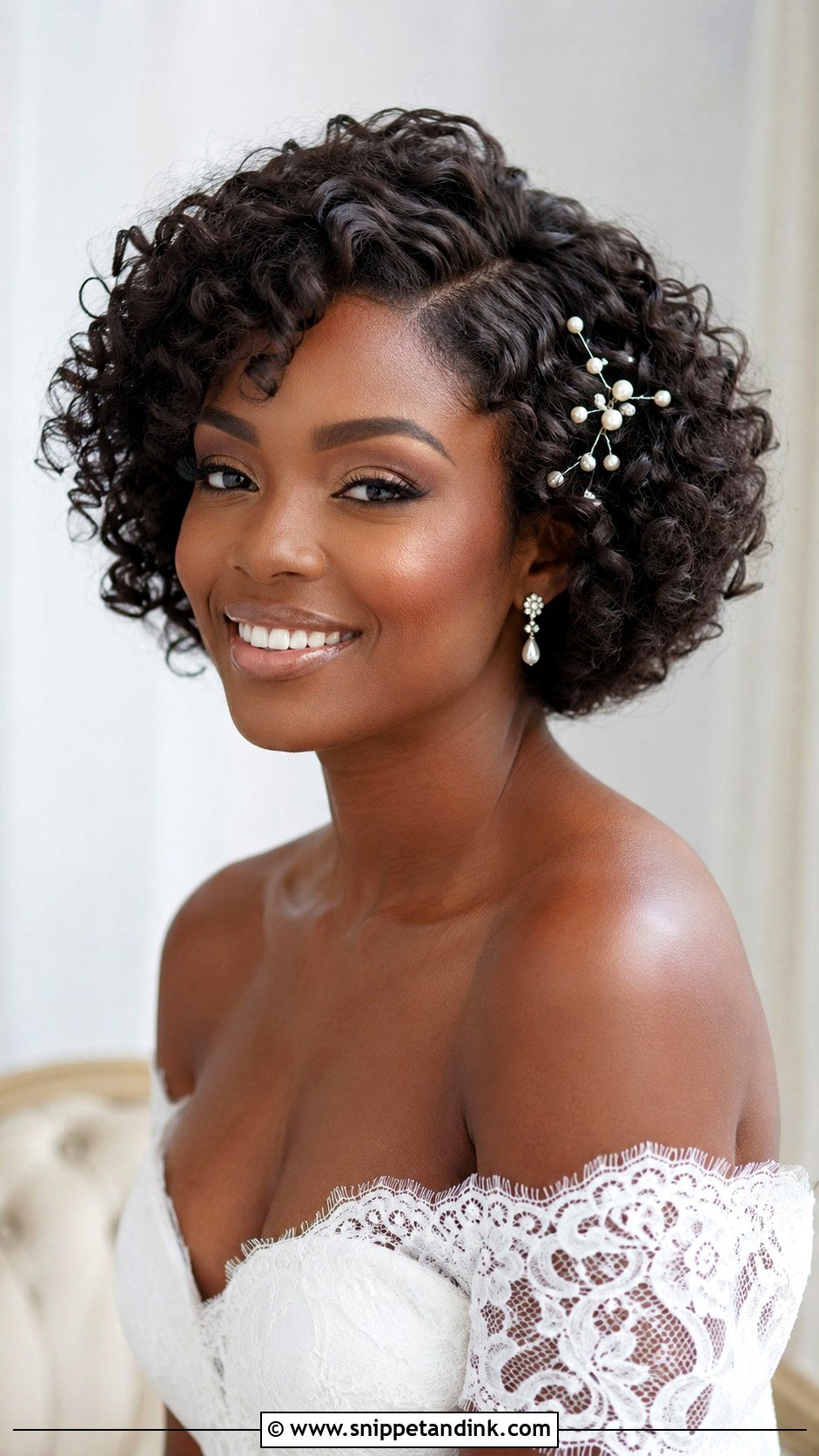 Short Bridal Curly Bob - Snippet and Ink - 15 Short Hairstyle Bride Wedding Ideas