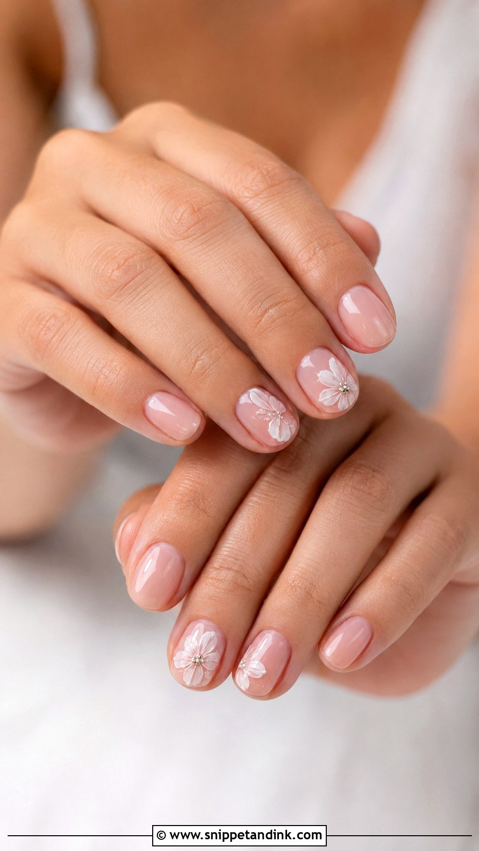 Short Bridal Floral Nails - Snippet and Ink - 30 Short Bridal Wedding Nails