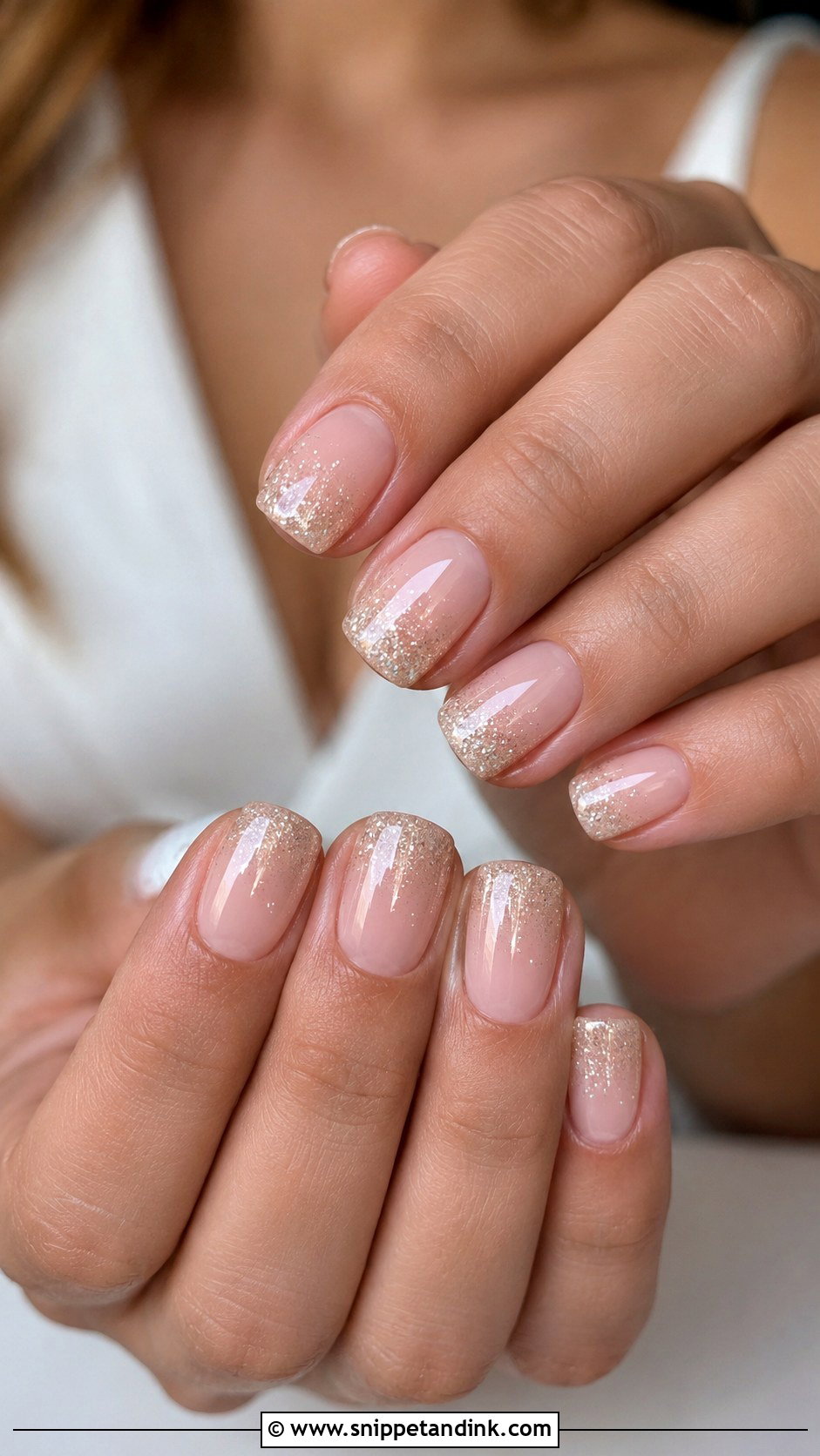 Short Bridal Glitter Ombre Nails - Snippet and Ink - 30 Short Bridal Wedding Nails