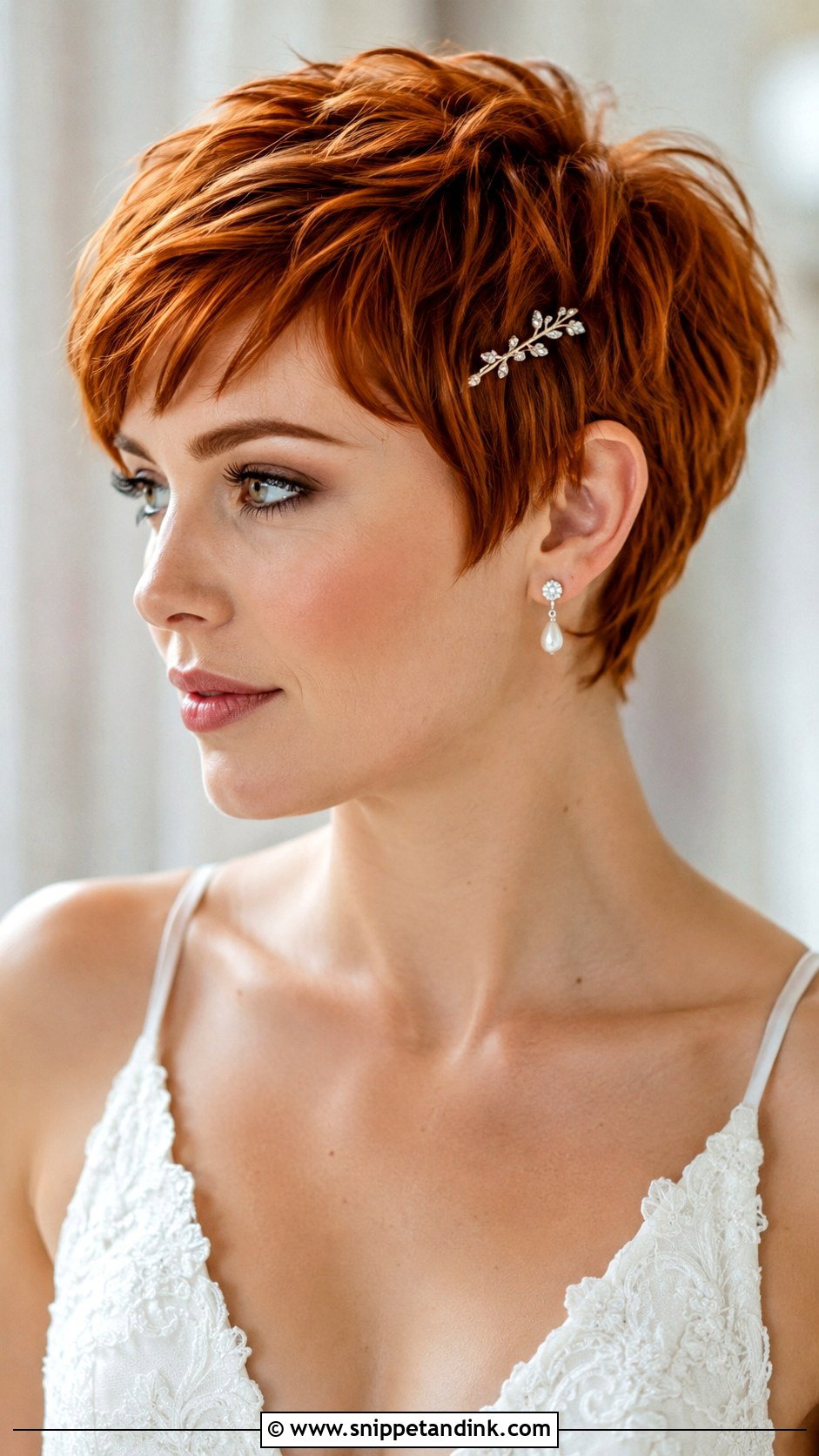 Short Bridal Hair Down With A Textured Pixie - Snippet and Ink - 15 Short Bridal Hair Down Ideas
