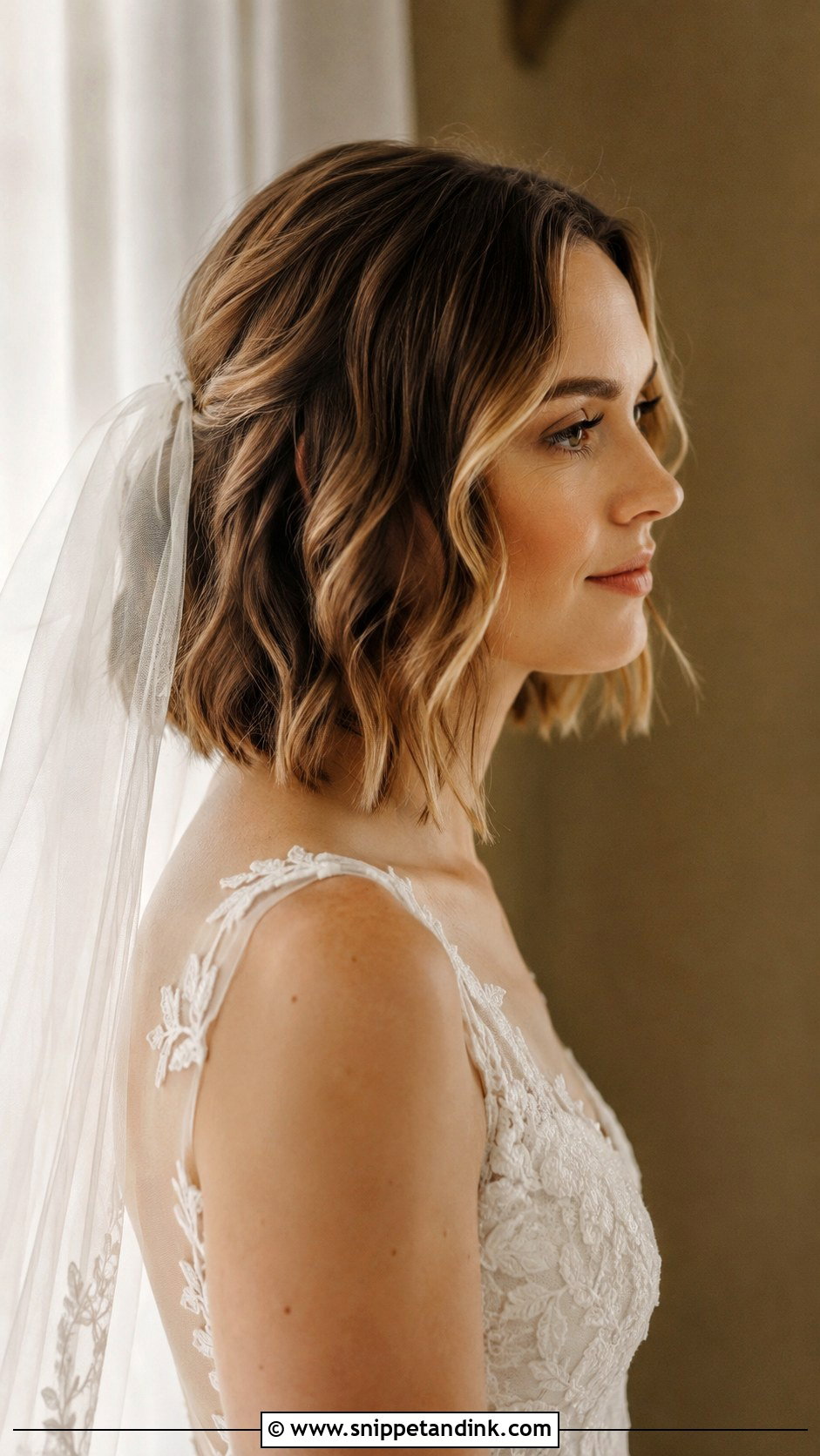 Short Bridal Hair Down With A Veil - Snippet and Ink - 15 Short Bridal Hair Down Ideas