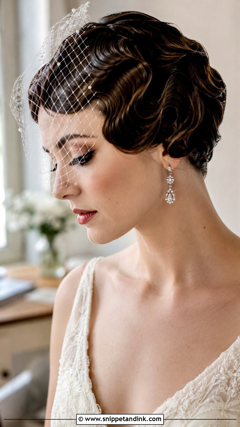 Short Bridal Hair Down With Finger Waves - Snippet and Ink - 15 Short Bridal Hair Down Ideas