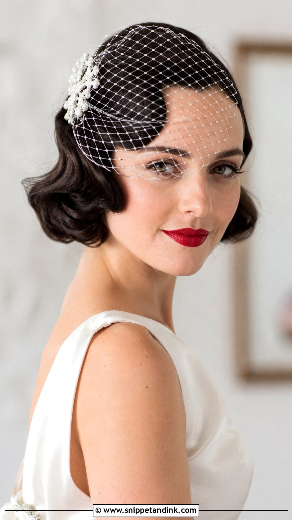 Short Bridal Hair With Birdcage Veil - Snippet and Ink - 25 Short Bridal Hairstyles