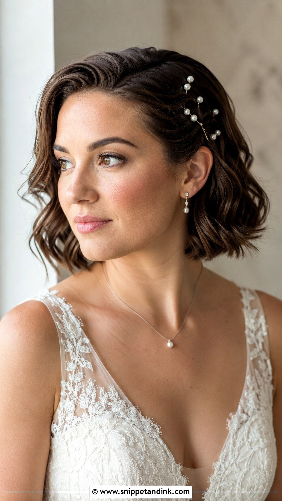 Short Bridal Hair With Pearl Pins - Snippet and Ink - 15 Simple Bridal Hairstyles for Short Hair