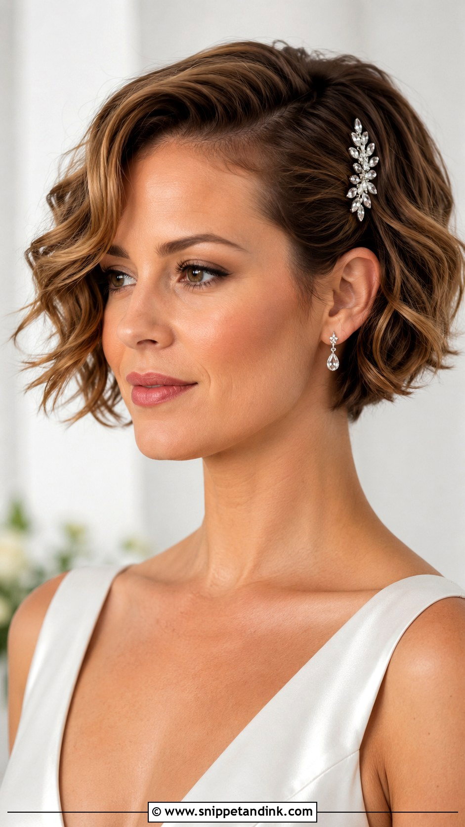 Short Bridal Hair With Side Clip - Snippet and Ink - 15 Simple Bridal Hairstyles for Short Hair
