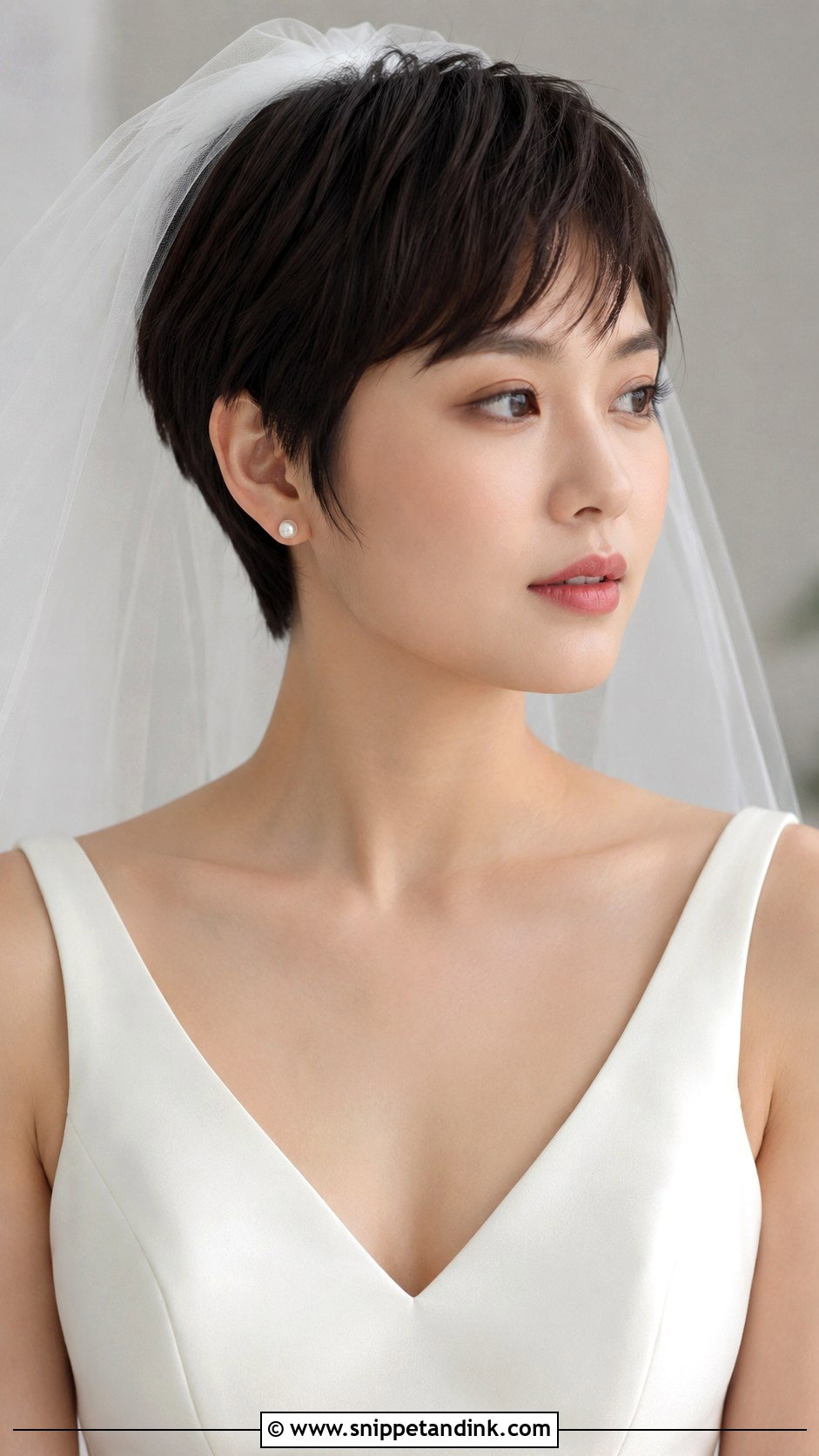 Short Bridal Hair With Veil - Snippet and Ink - 15 Short Hairstyles for Brides