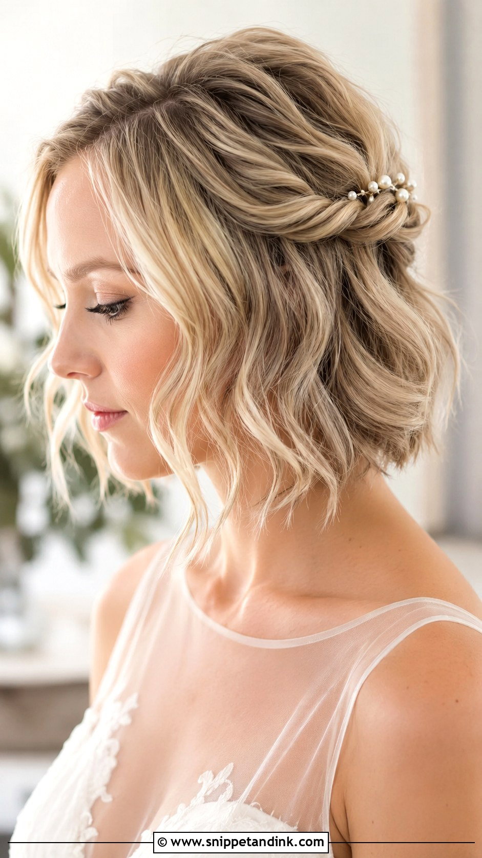 Short Bridal Half Up Hair - Snippet and Ink - 15 Simple Bridal Hairstyles for Short Hair