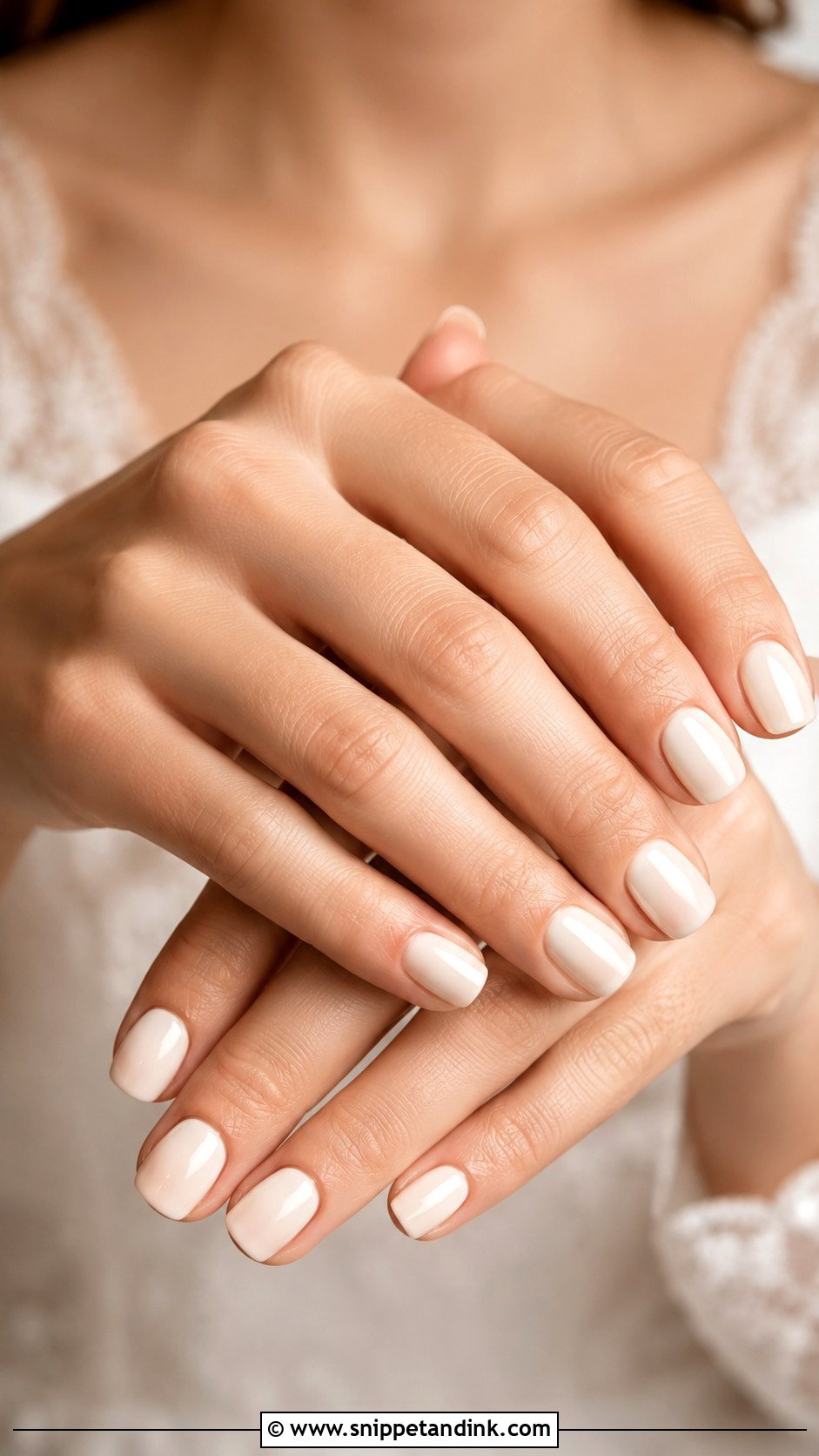 Short Bridal Ivory Nails - Snippet and Ink - 30 Short Bridal Wedding Nails