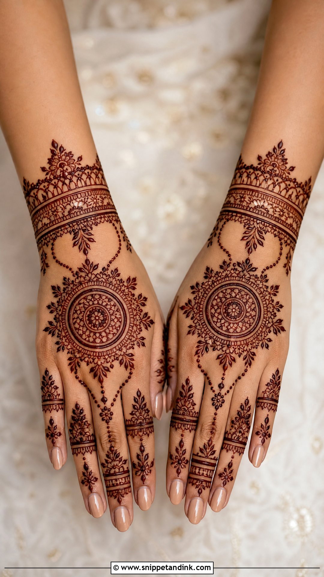 Short Bridal Mehndi Design For Back Hand - Snippet and Ink - 20 Short Bridal Mehndi Designs