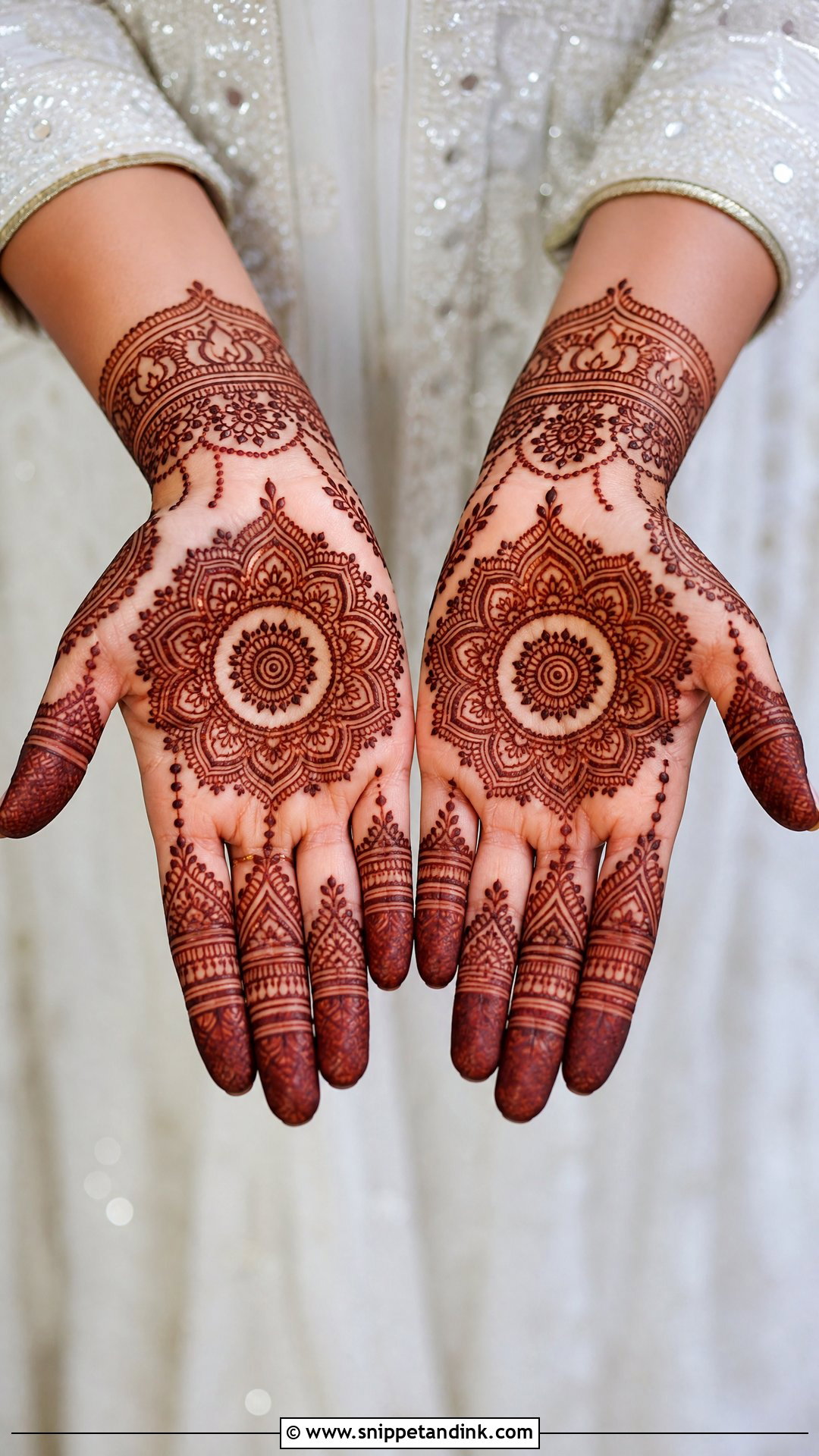 Short Bridal Mehndi Design For Front Hand - Snippet and Ink - 20 Short Bridal Mehndi Designs