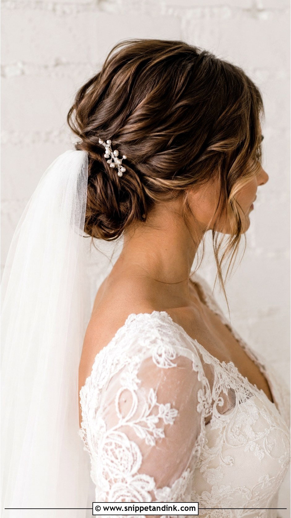 Short Bridal Messy Bun - Snippet and Ink - 15 Short Hairstyle Bride Wedding Ideas
