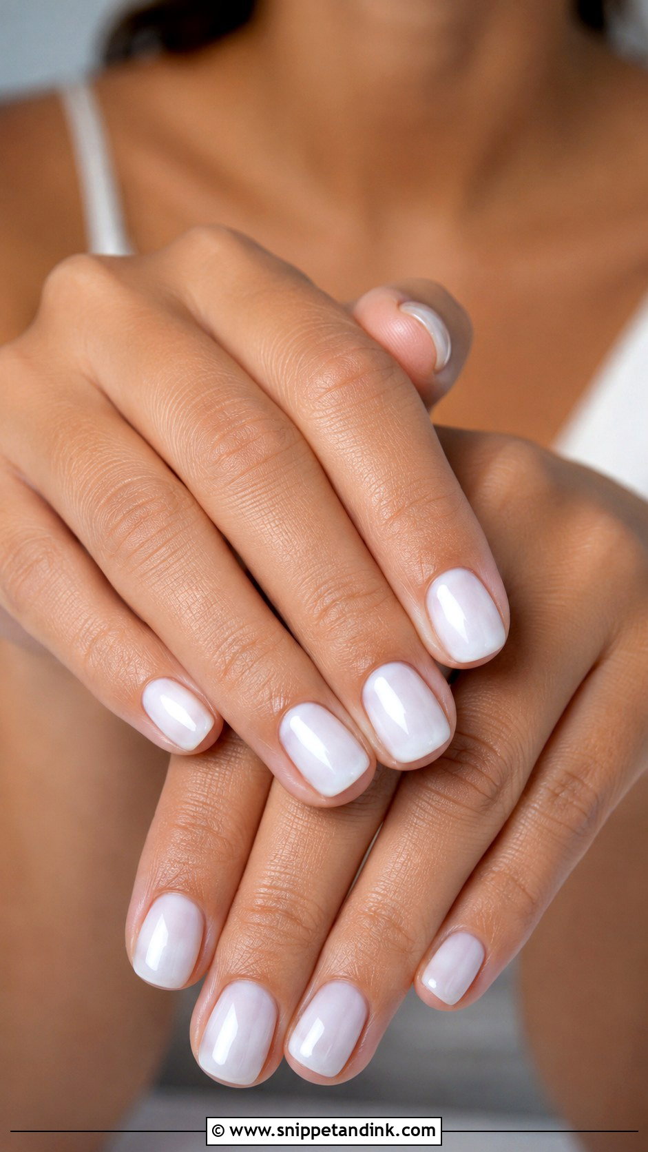 Short Bridal Milky White Nails - Snippet and Ink - 30 Short Bridal Wedding Nails