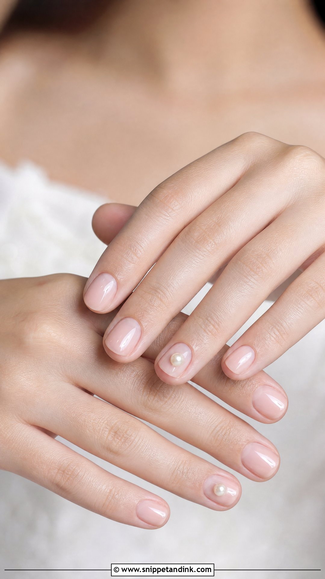 Short Bridal Nails With Pearls - Snippet and Ink - 25 Bridal Nails with Pearls