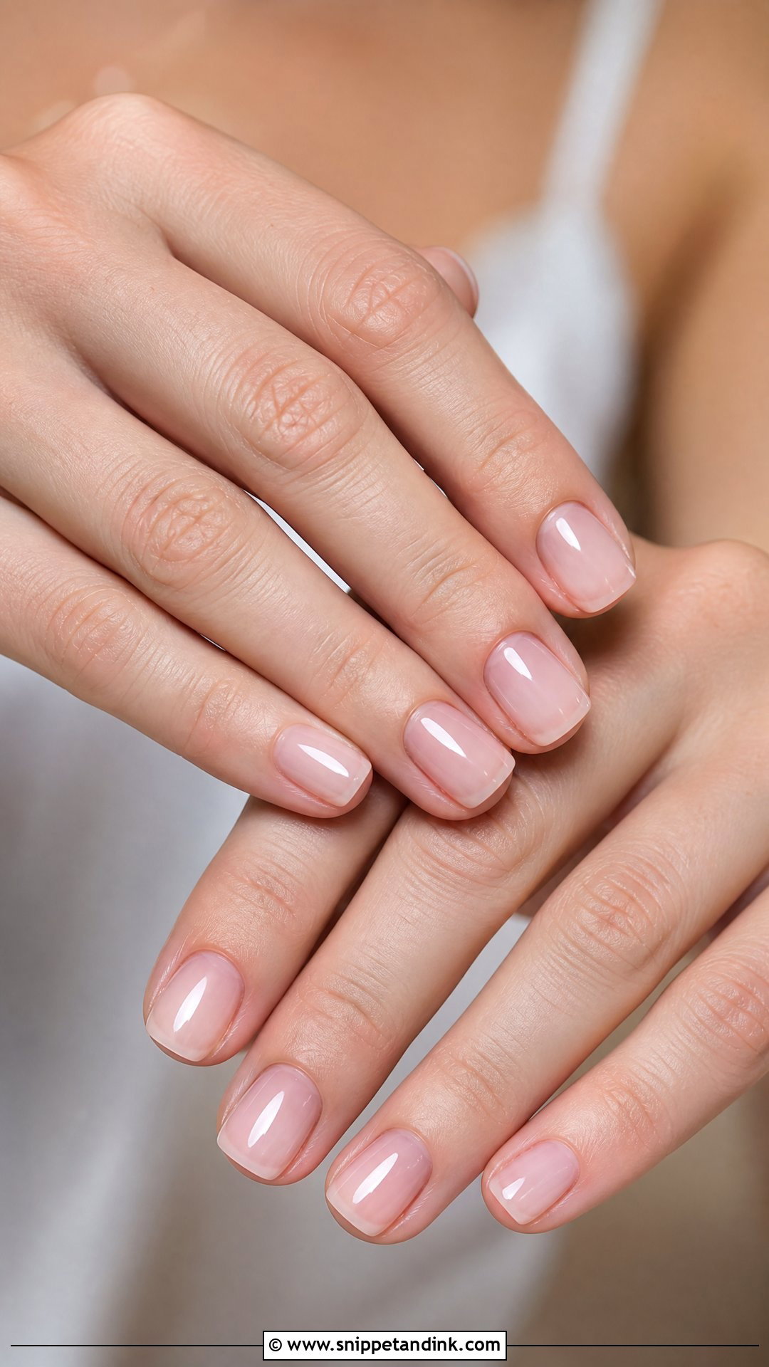 Short Bridal Nails With Sheer Pink Polish - Snippet and Ink - 25 Bridal Nail Art Designs
