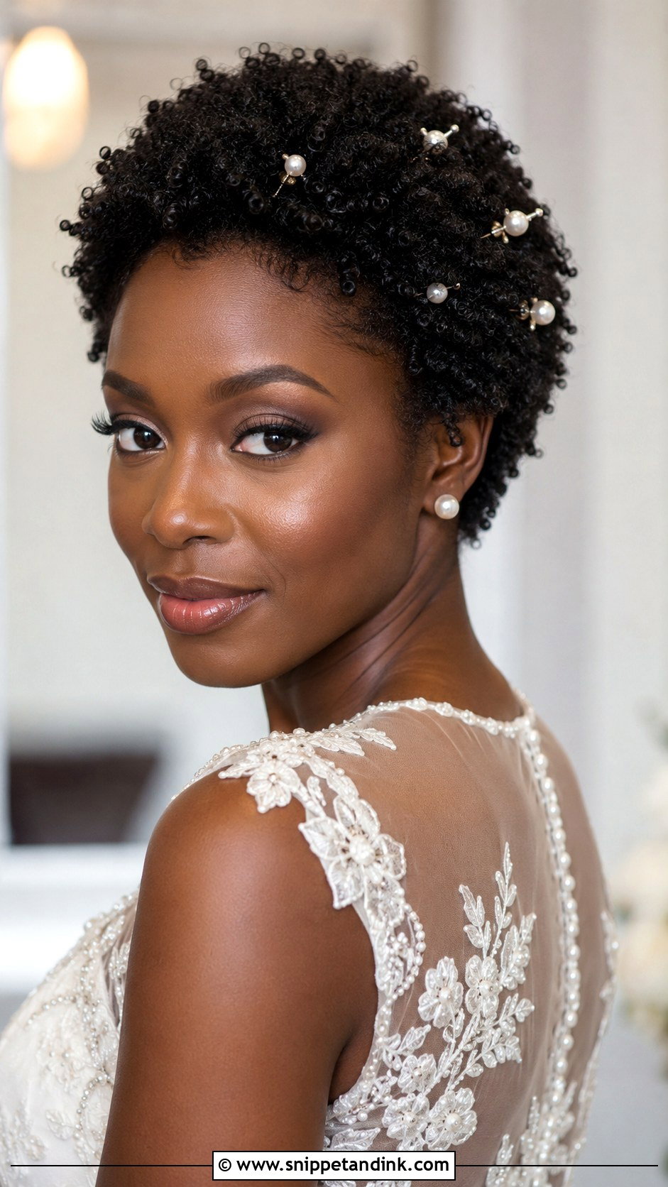 Short Bridal Natural Curls - Snippet and Ink - 15 Simple Bridal Hairstyles for Short Hair