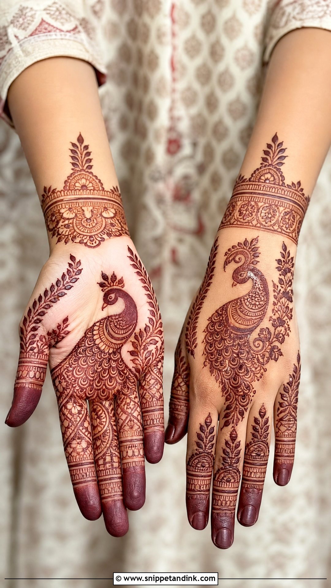 Short Bridal Peacock Mehndi Design - Snippet and Ink - 20 Short Bridal Mehndi Designs