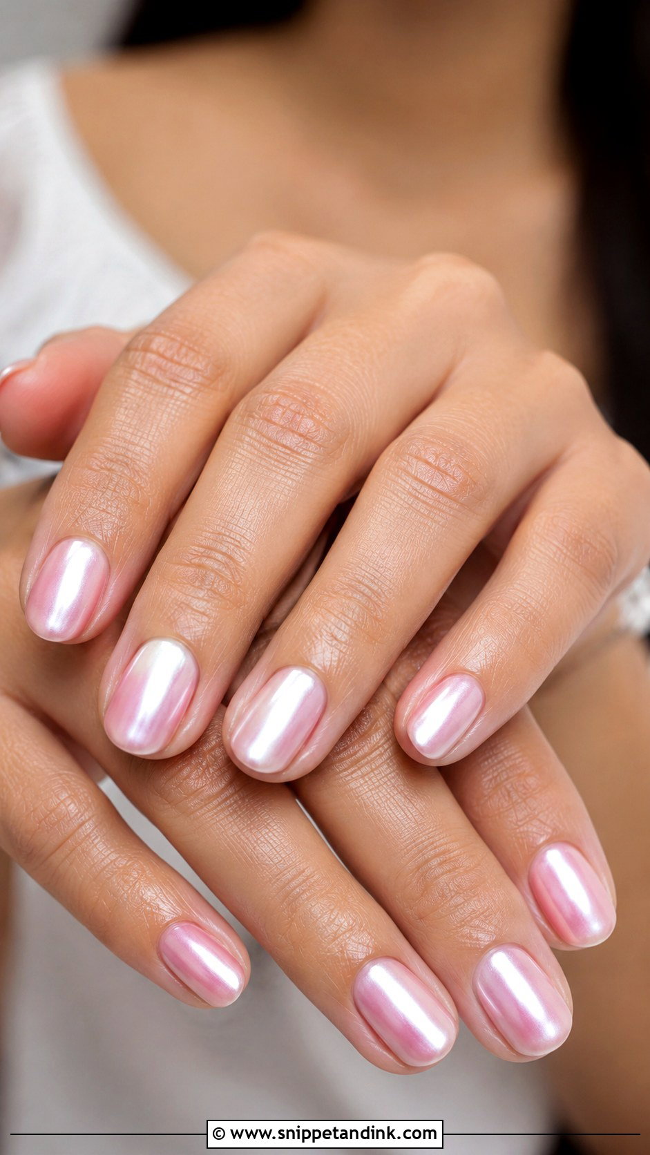 Short Bridal Pink Chrome Nails - Snippet and Ink - 30 Short Bridal Wedding Nails