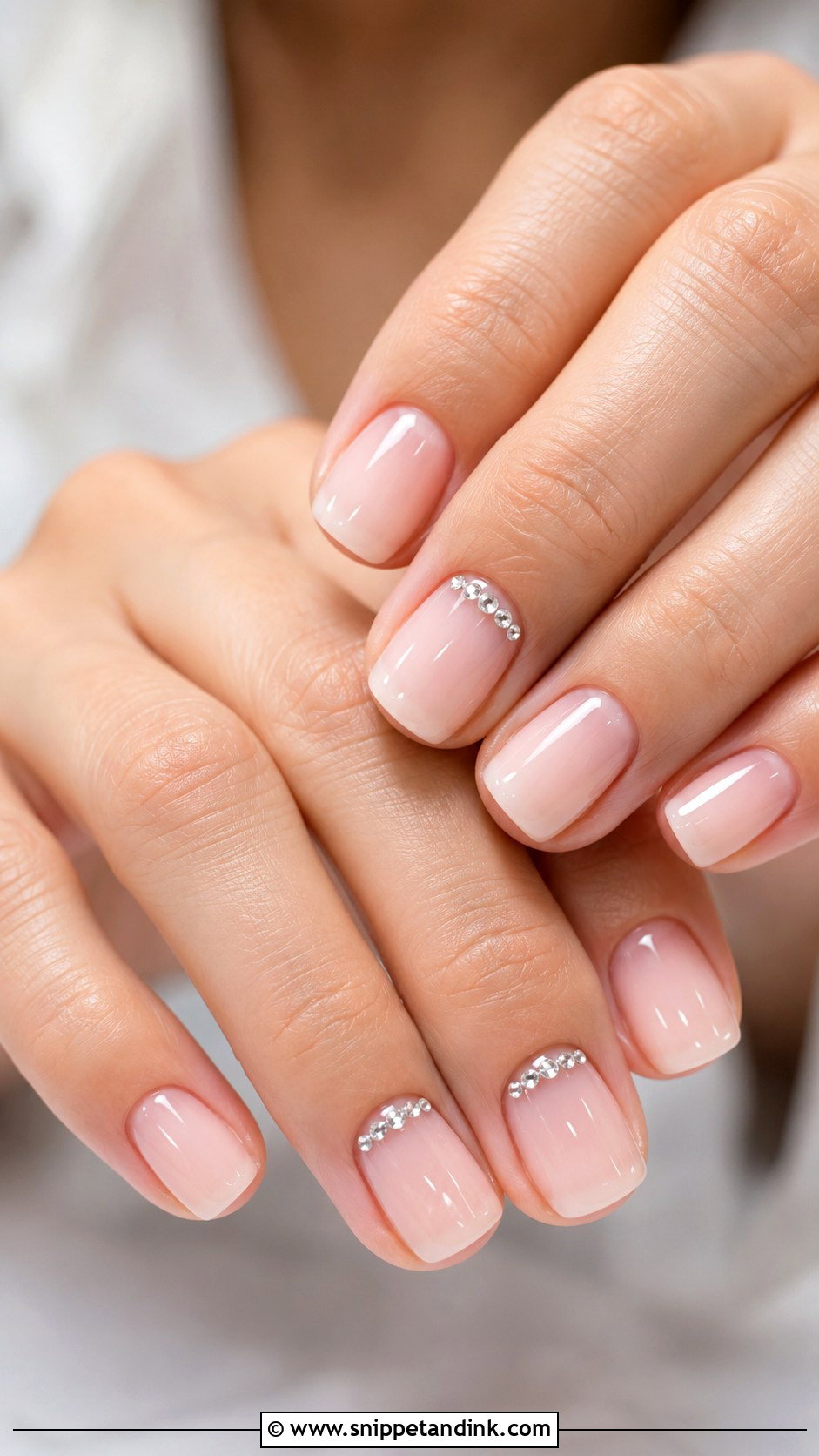 Short Bridal Rhinestone Nails - Snippet and Ink - 30 Short Bridal Wedding Nails