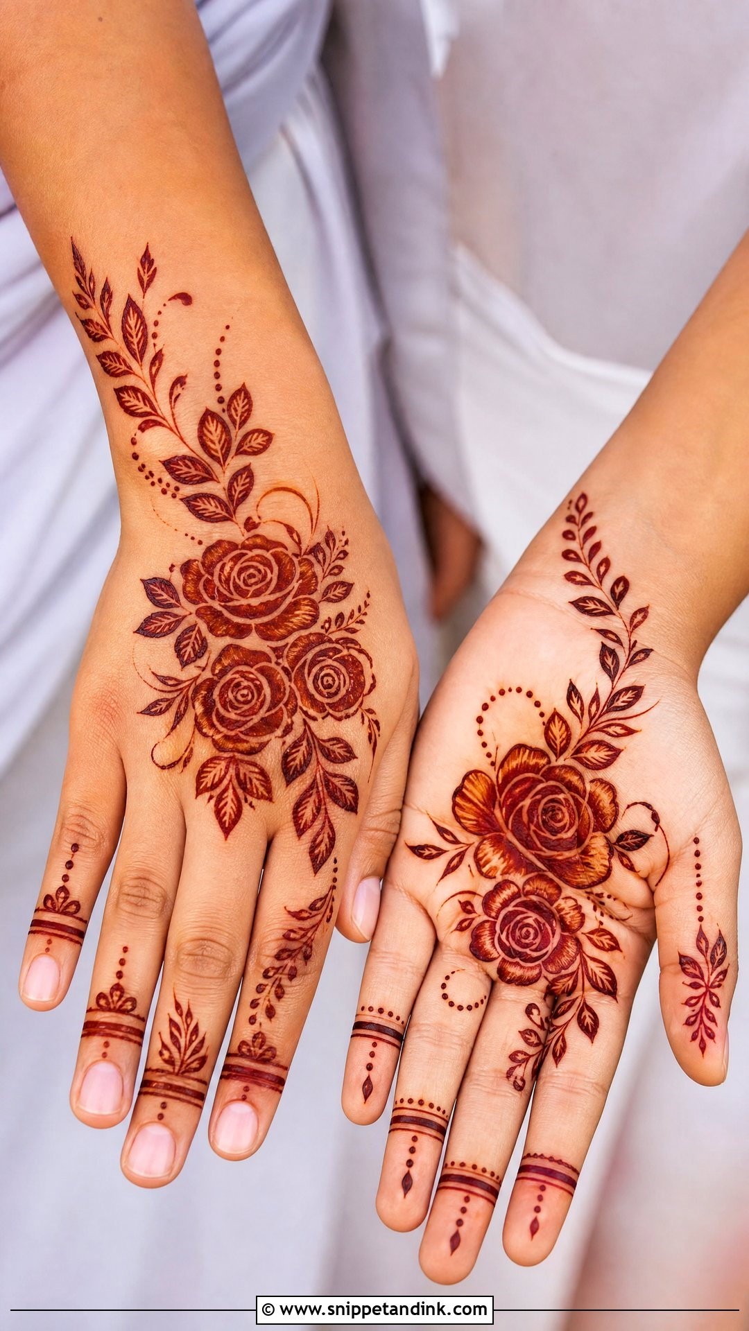 Short Bridal Rose Mehndi Design - Snippet and Ink - 20 Short Bridal Mehndi Designs