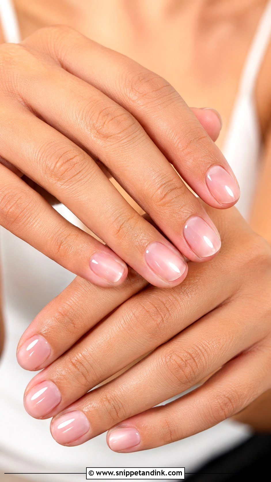 Short Bridal Sheer Pink Nails - Snippet and Ink - 30 Short Bridal Wedding Nails
