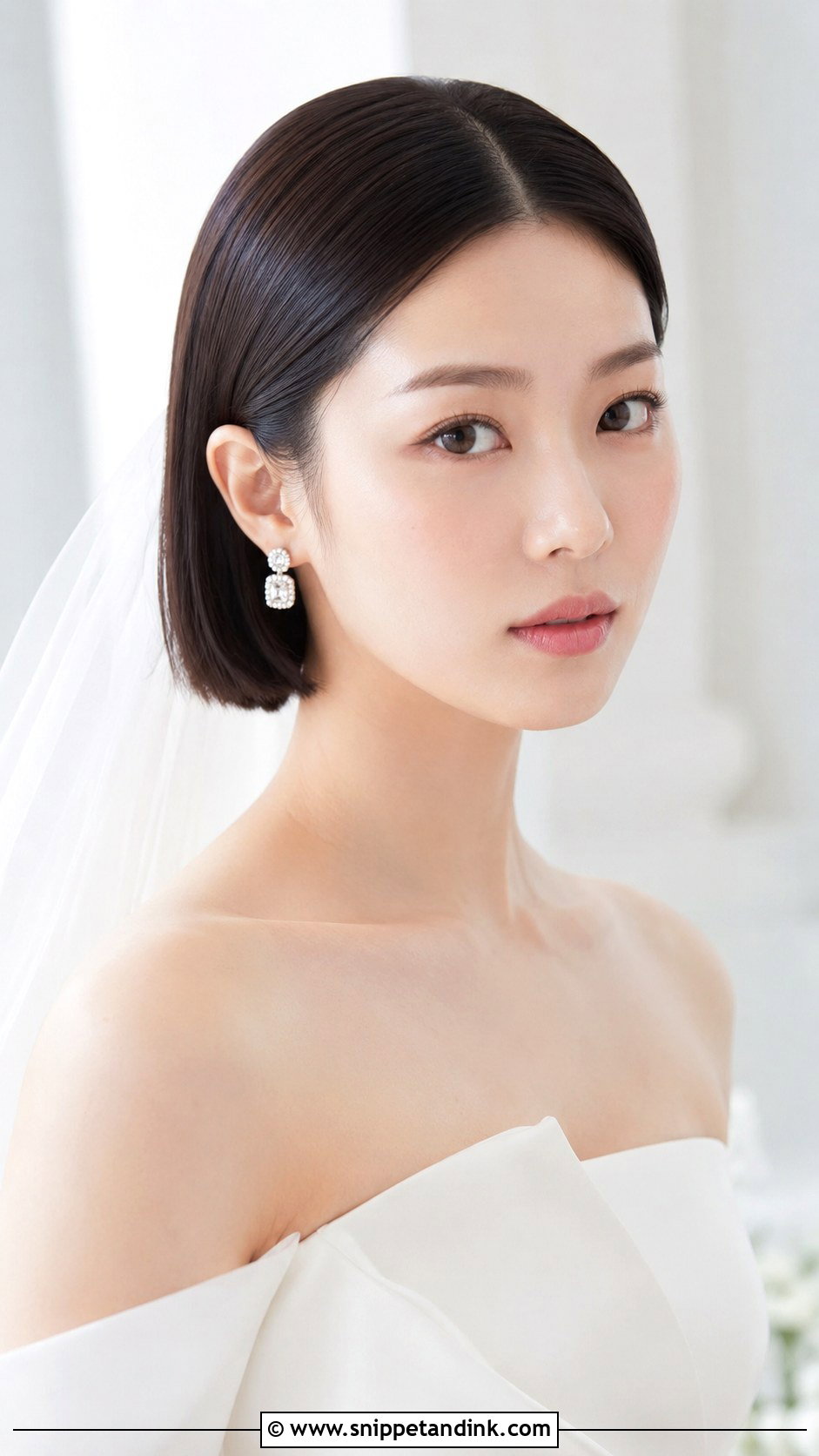 Short Bridal Sleek Bob - Snippet and Ink - 15 Simple Bridal Hairstyles for Short Hair