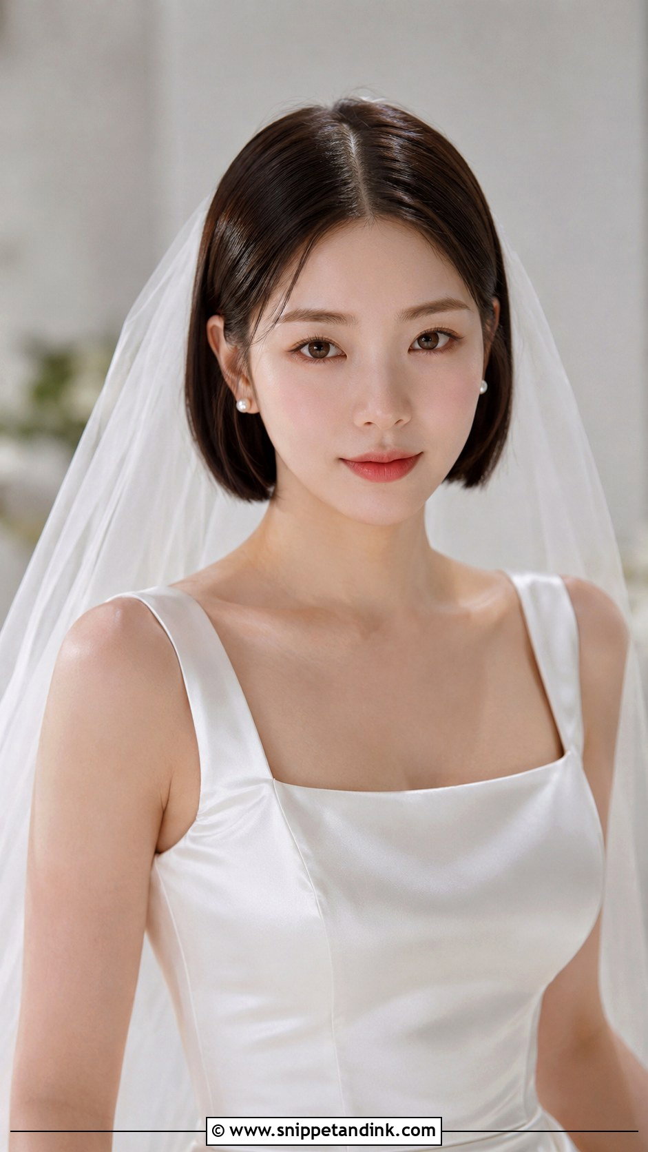 Short Bridal Sleek Bob - Snippet and Ink - 15 Short Hairstyle Bride Wedding Ideas