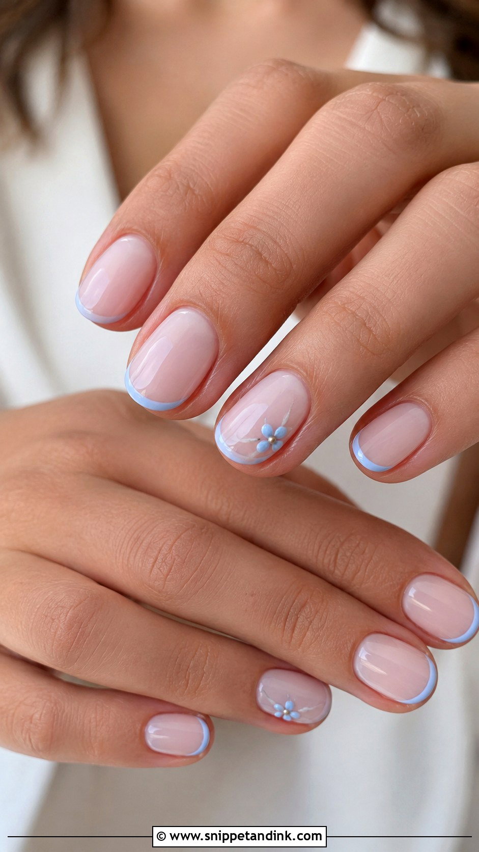 Short Bridal Something Blue Nails - Snippet and Ink - 30 Short Bridal Wedding Nails