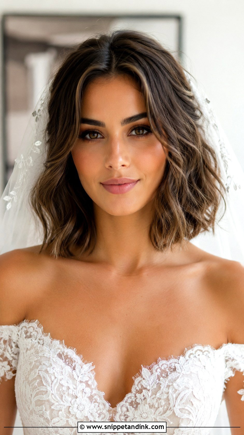 Short Bridal Wavy Lob - Snippet and Ink - 15 Short Hairstyle Bride Wedding Ideas