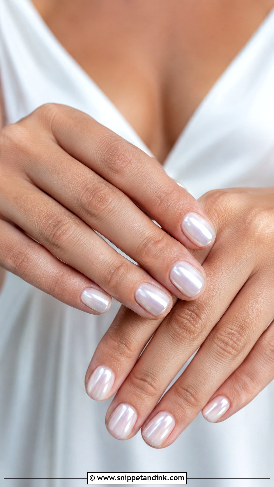 Short Bridal White Chrome Nails - Snippet and Ink - 30 Short Bridal Wedding Nails