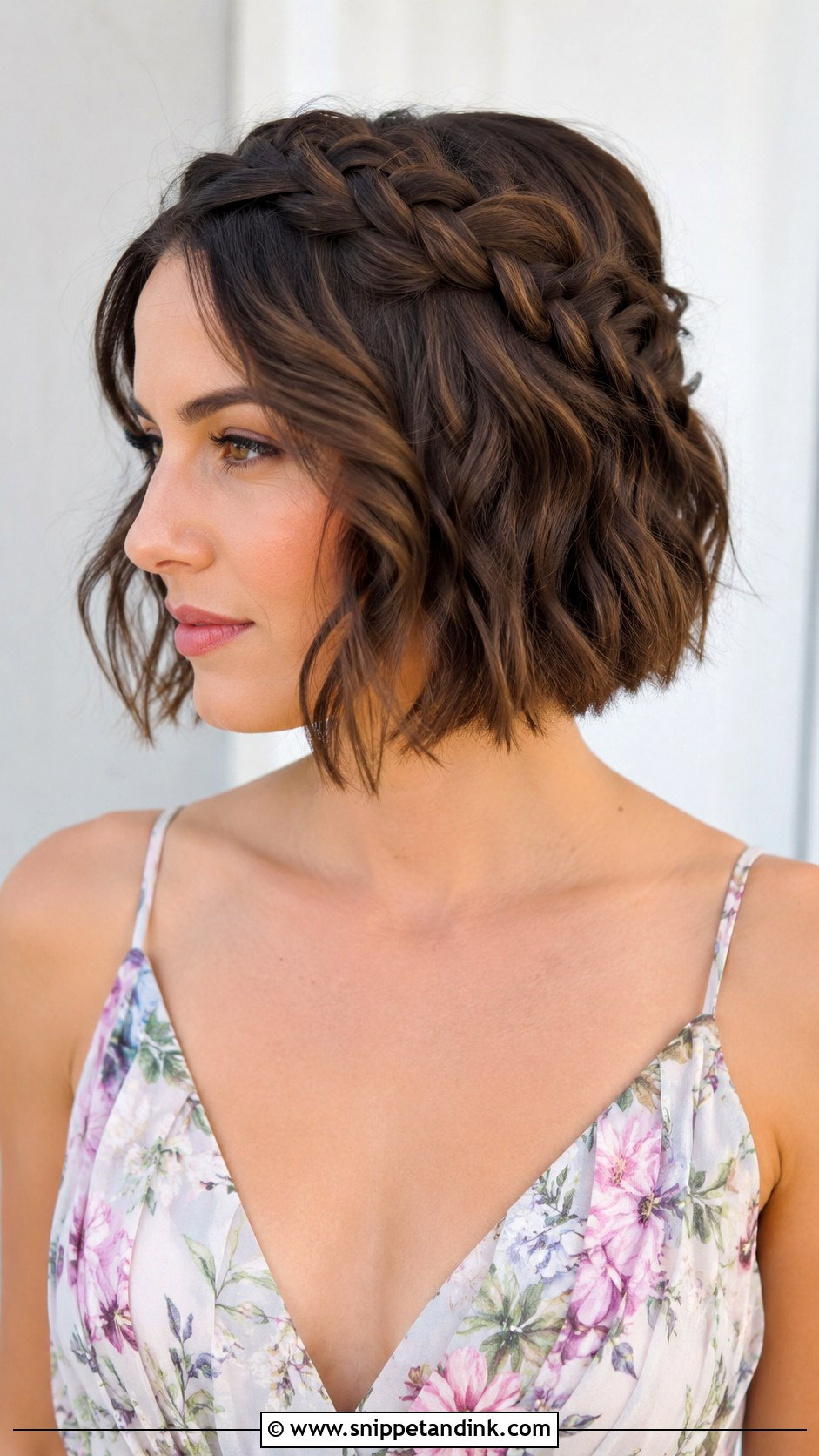 Short Bridesmaid Braided Crown Bob - Snippet and Ink - 20 Short Bridesmaid Hairstyle Ideas