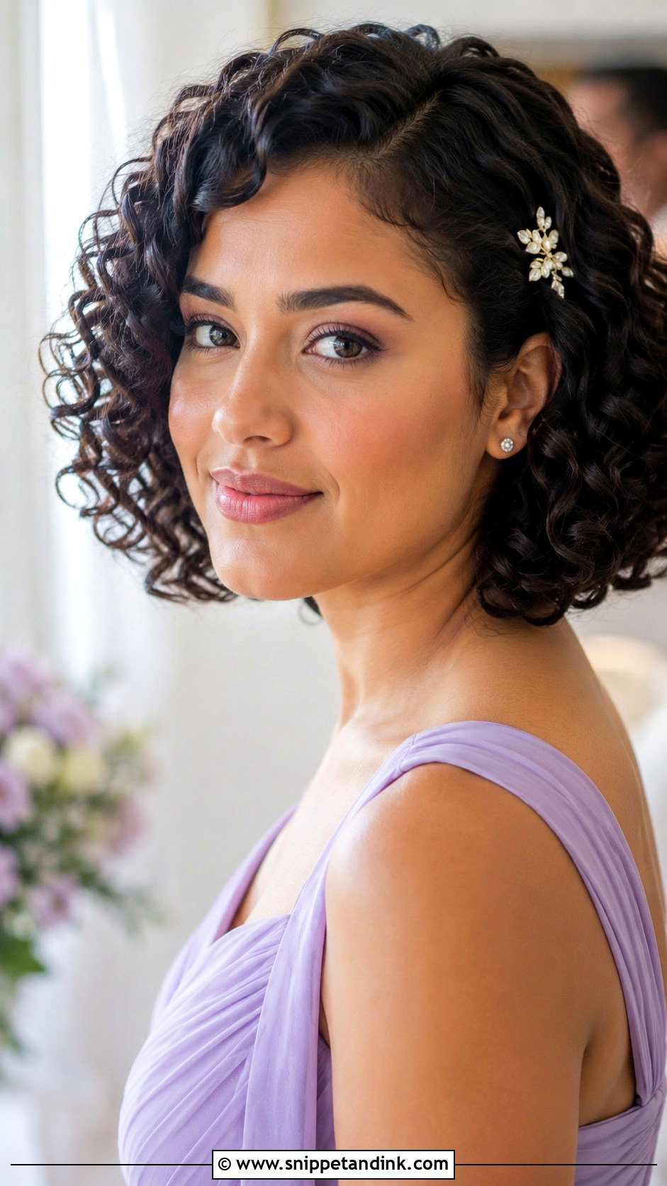 Short Bridesmaid Curly Bob - Snippet and Ink - 20 Short Bridesmaid Hairstyle Ideas