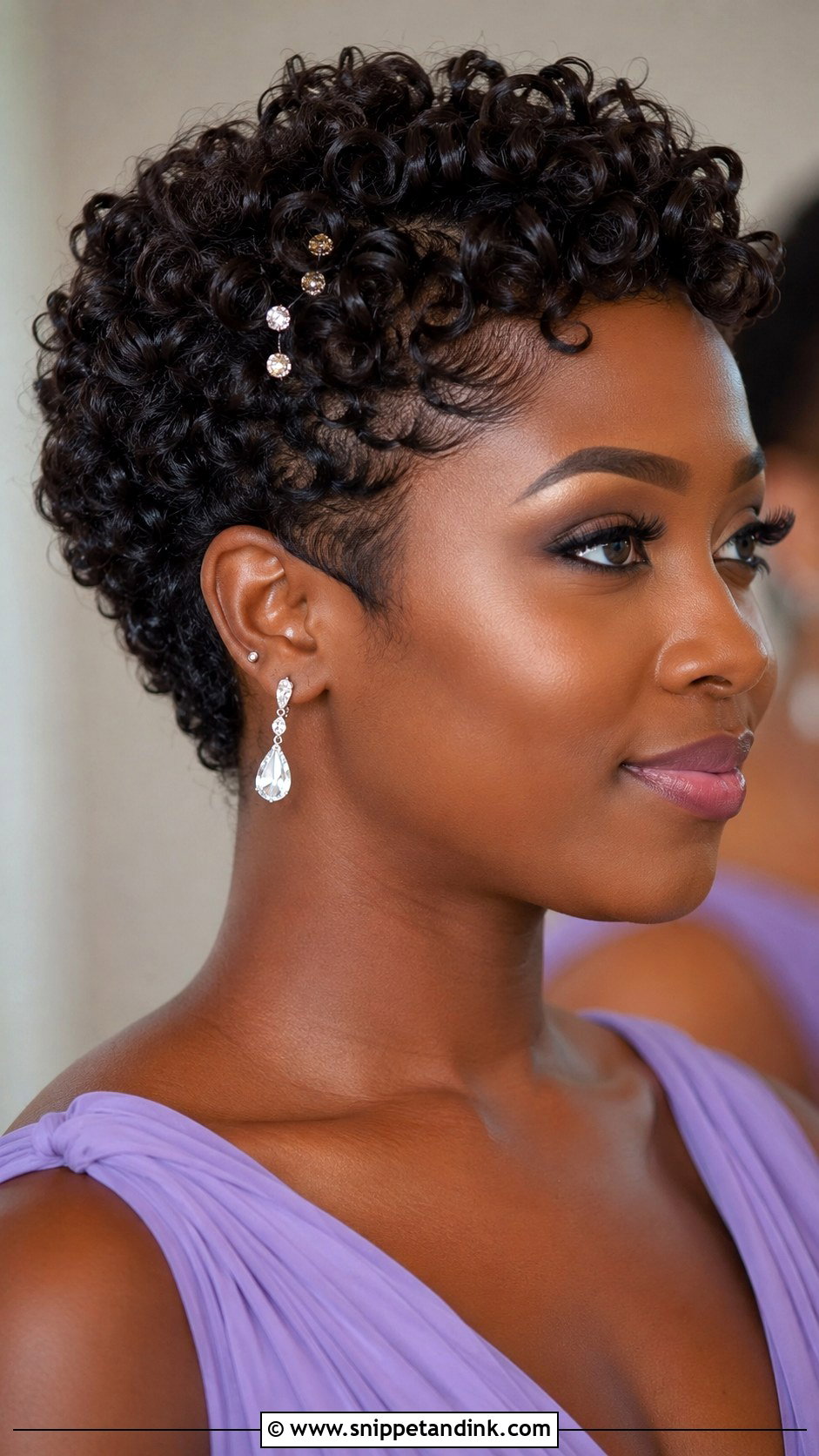 Short Bridesmaid Curly Pixie - Snippet and Ink - 20 Short Hair Styles for Bridesmaid