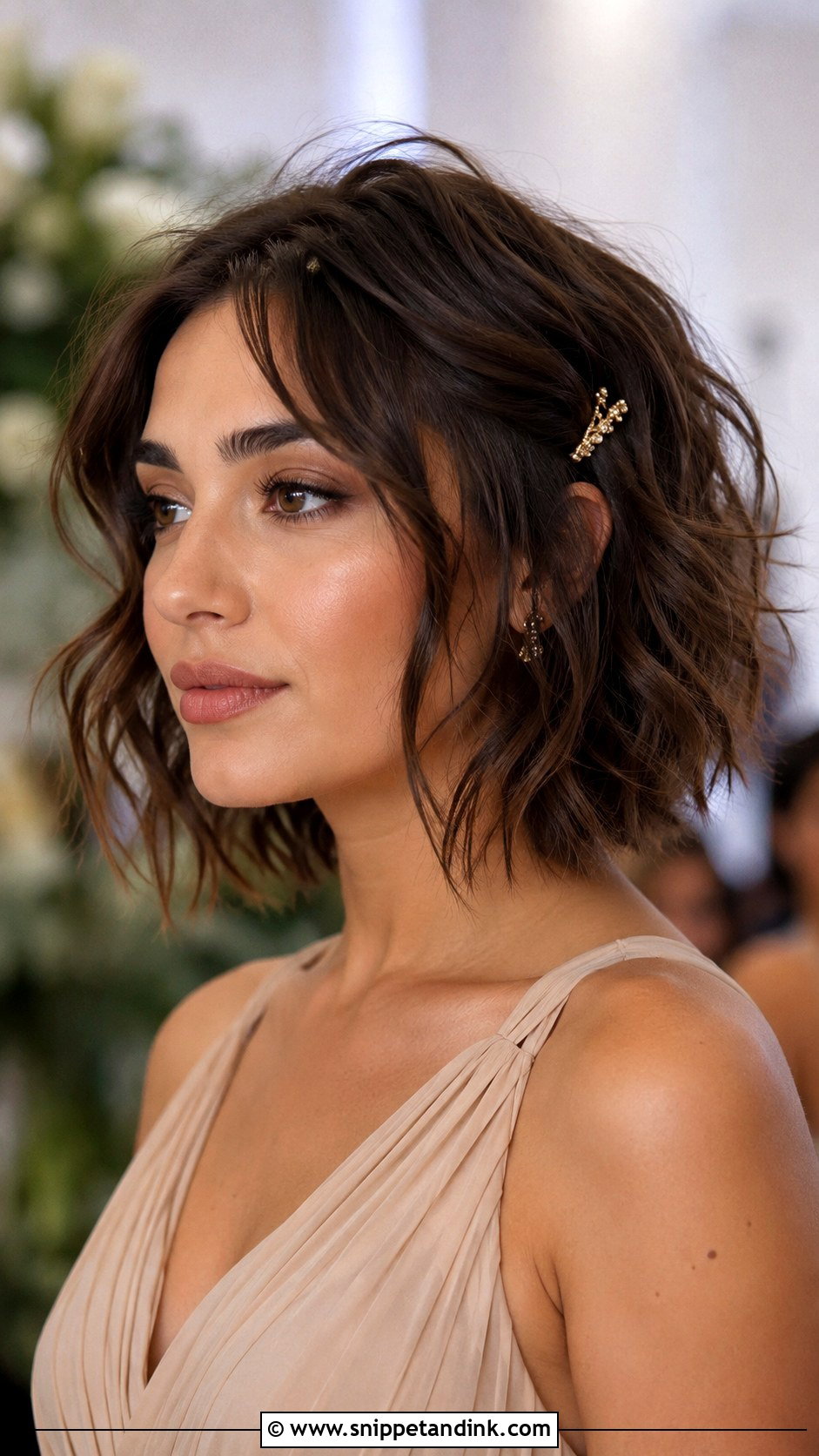 Short Bridesmaid Hair With Messy Waves - Snippet and Ink - 20 Simple Bridesmaid Hair Short Ideas