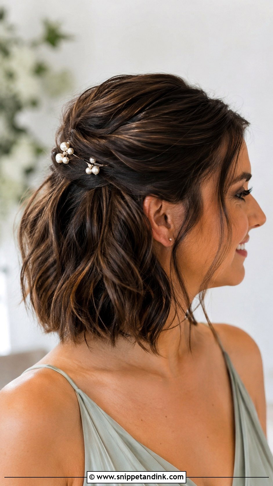 Short Bridesmaid Half Up Bob - Snippet and Ink - 20 Short Hair Styles for Bridesmaid