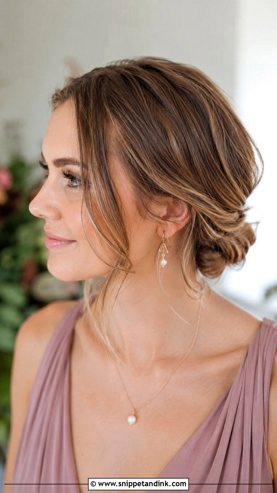 Short Bridesmaid Low Bun - Snippet and Ink - 20 Short Bridesmaid Hairstyle Ideas