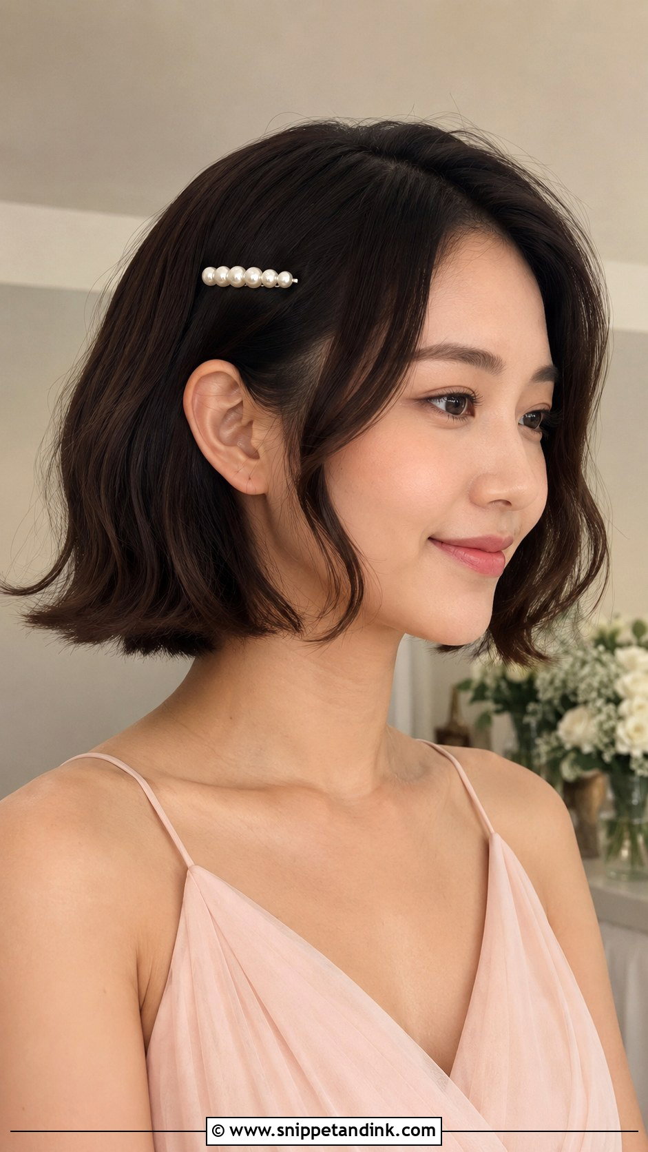 Short Bridesmaid Pearl Clip Bob - Snippet and Ink - 20 Short Bridesmaid Hairstyle Ideas